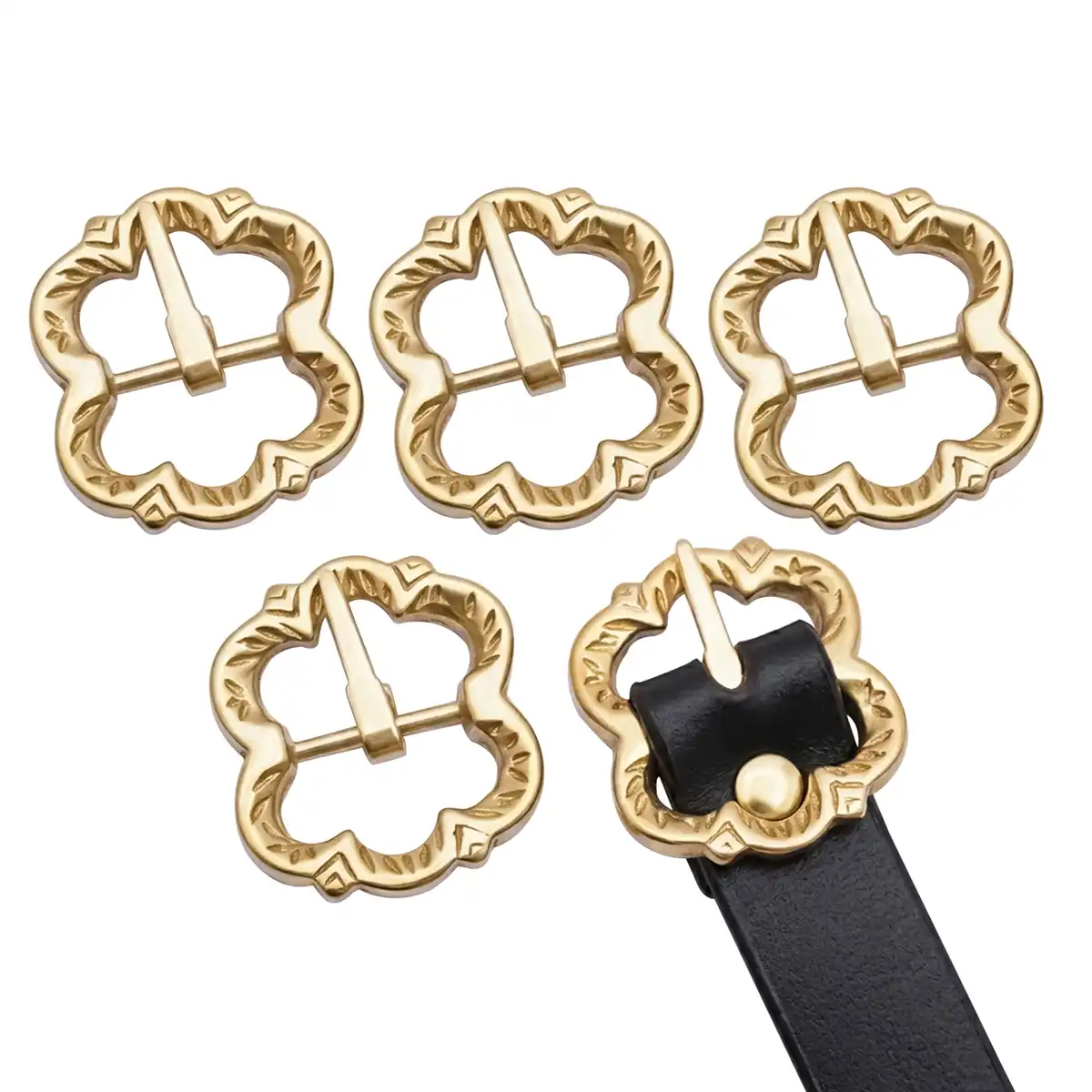 8903-5pcs-Featured-Ai Medieval Brass Belt Buckle Set of 5 Fully Functional Accessory