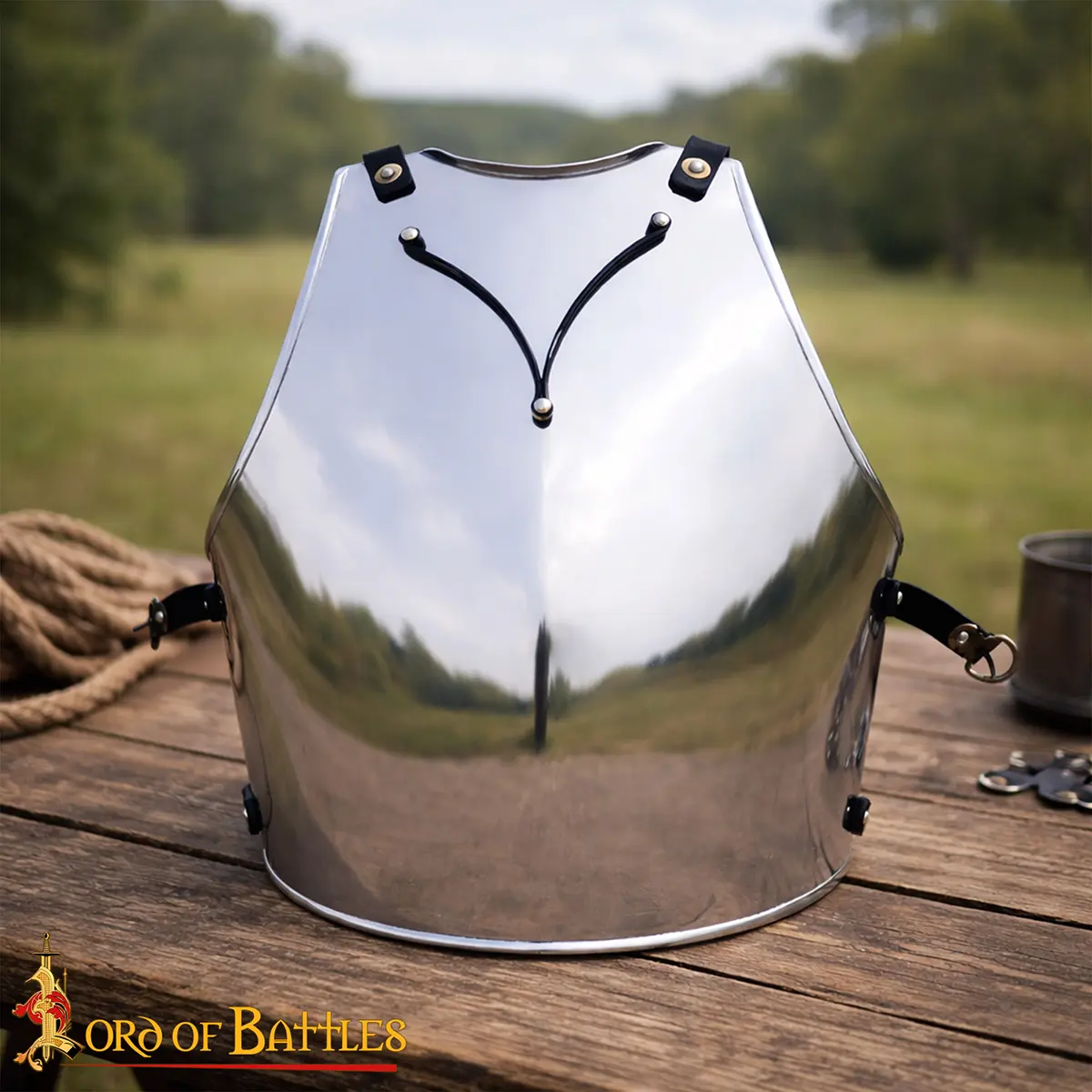 14th Century Italian Churburg Globose Breastplate, Hand Forged 16 Gauge Mild Steel Armour with Adjustable Leather Straps - Image 2