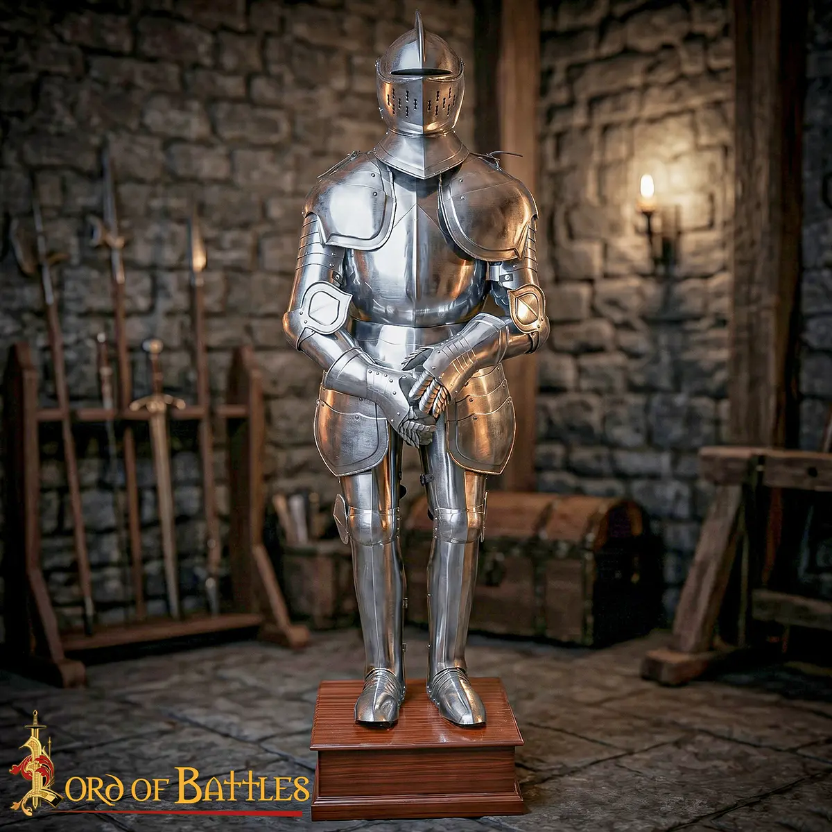 Mild Steel Duke of Burgundy Suit of Armour 75” 18 Gauge Polished Medieval Full Body Armour - Image 6