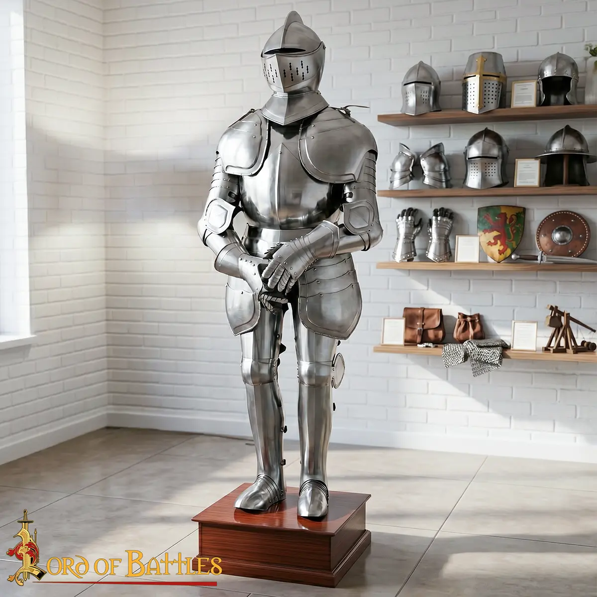 Mild Steel Duke of Burgundy Suit of Armour 75” 18 Gauge Polished Medieval Full Body Armour - Image 5