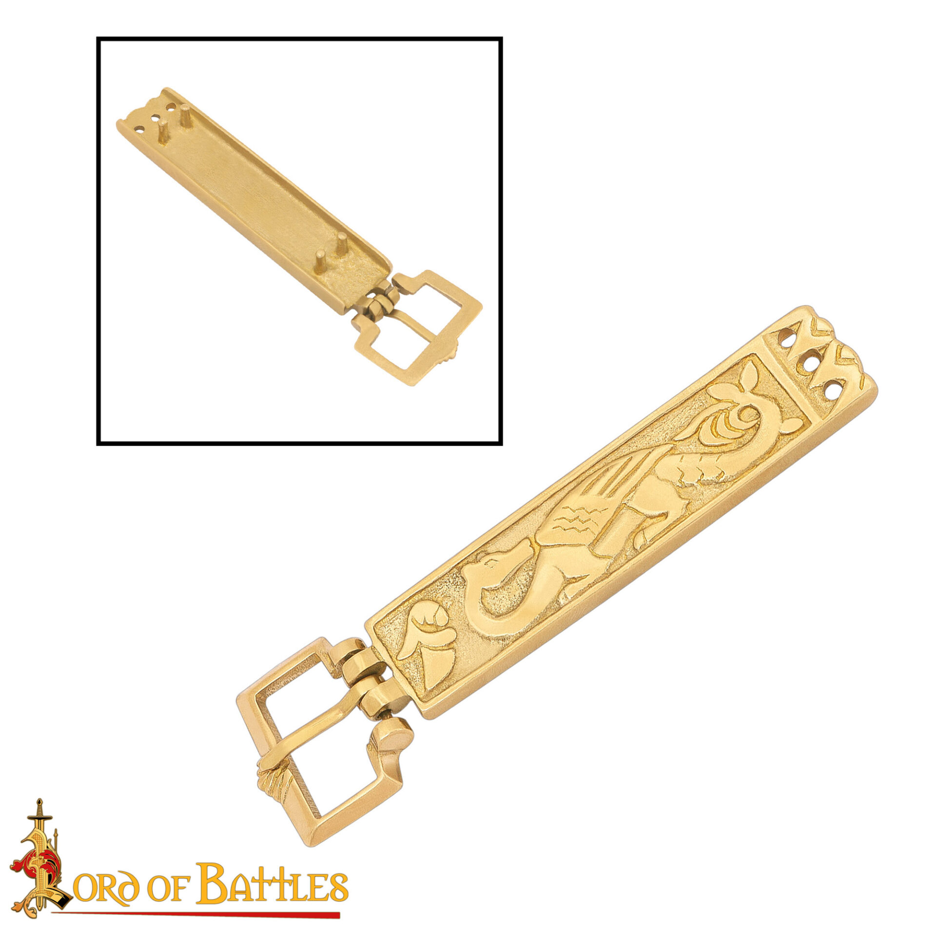 Viking Solid Brass Dragon Belt Buckle – Engraved Norse Design Brass Belt Buckle