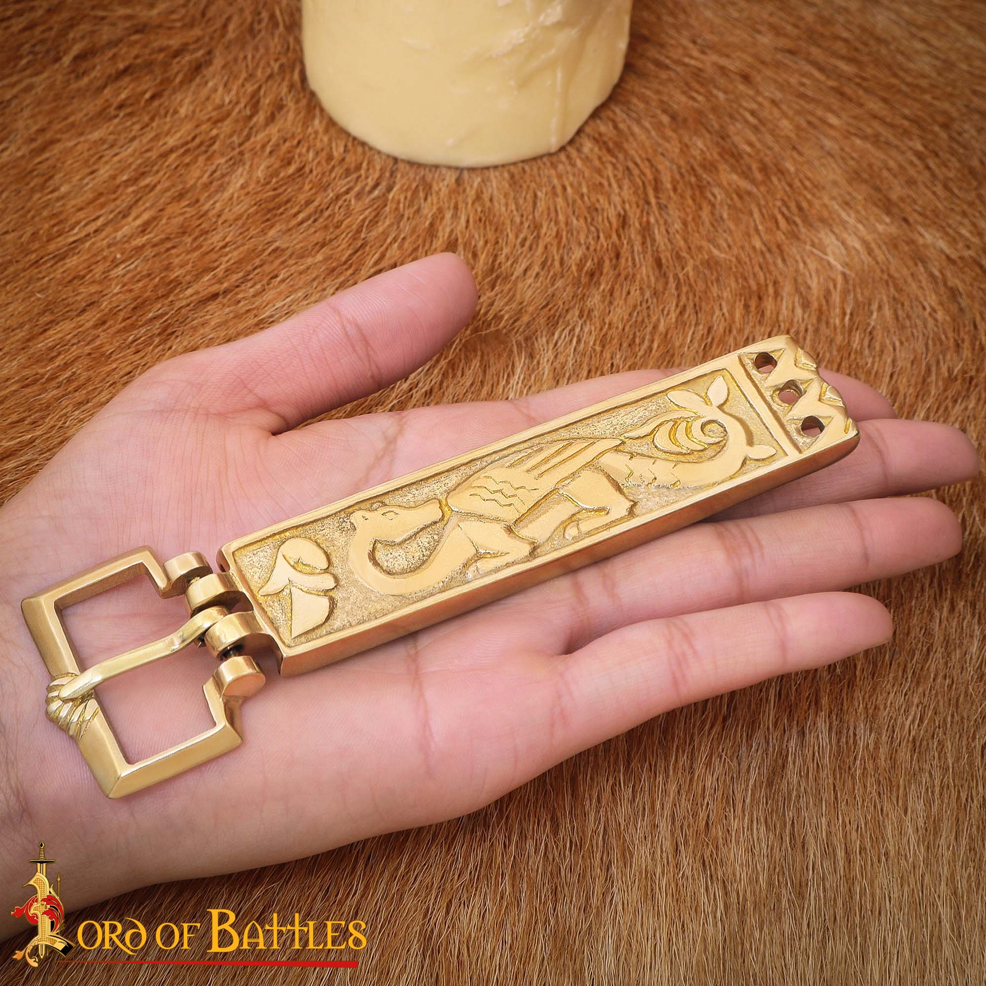 Viking Solid Brass Dragon Belt Buckle – Engraved Norse Design Brass Belt Buckle