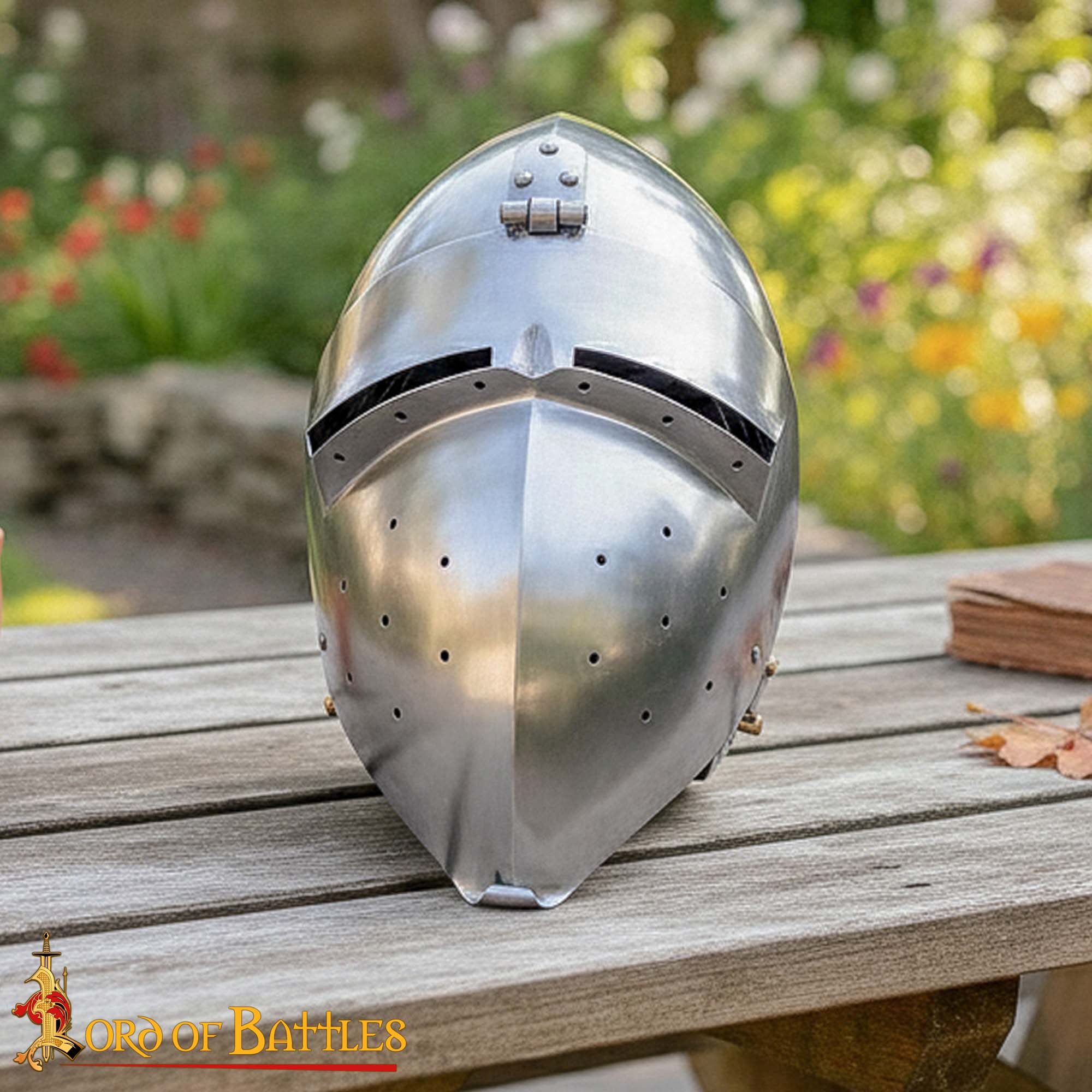 Medieval Barbuta Helmet with Viso-2249 4 Bascinet Helmet
