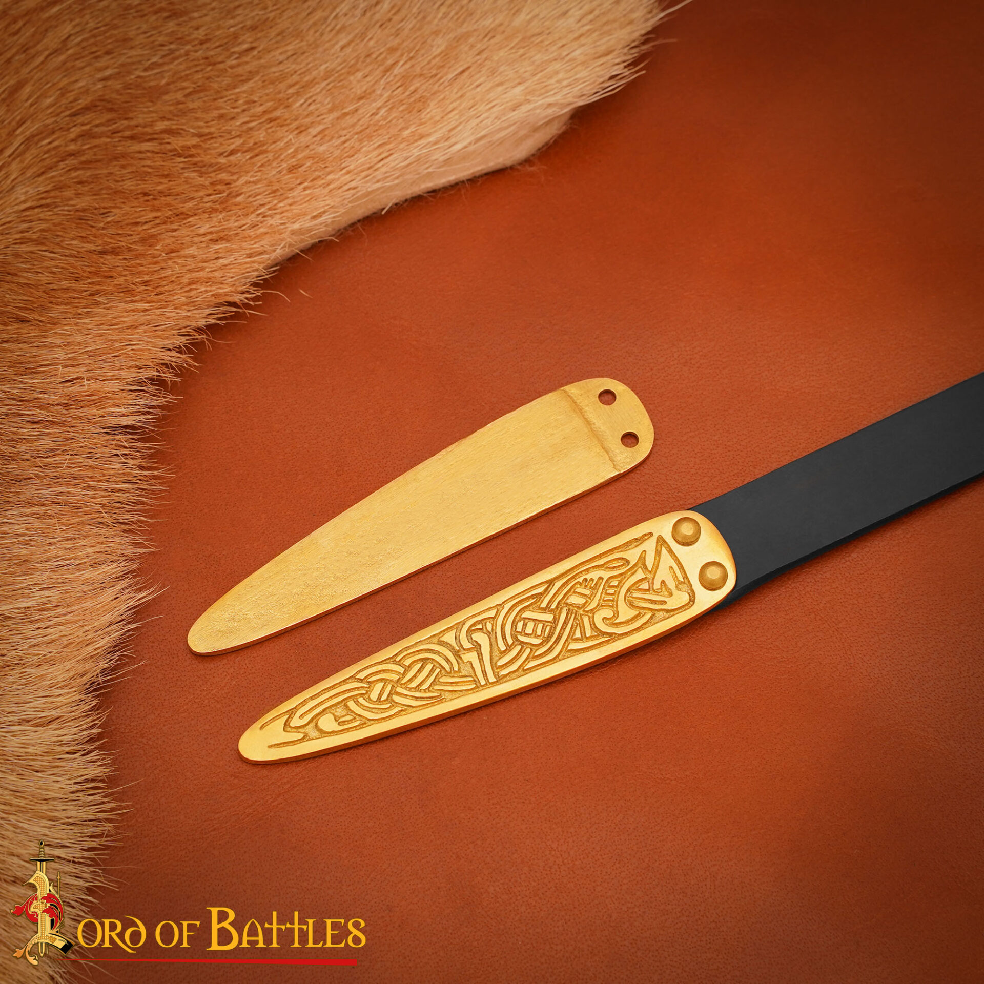 Medieval Belt-5 Celtic Knotwork Brass Belt Chape