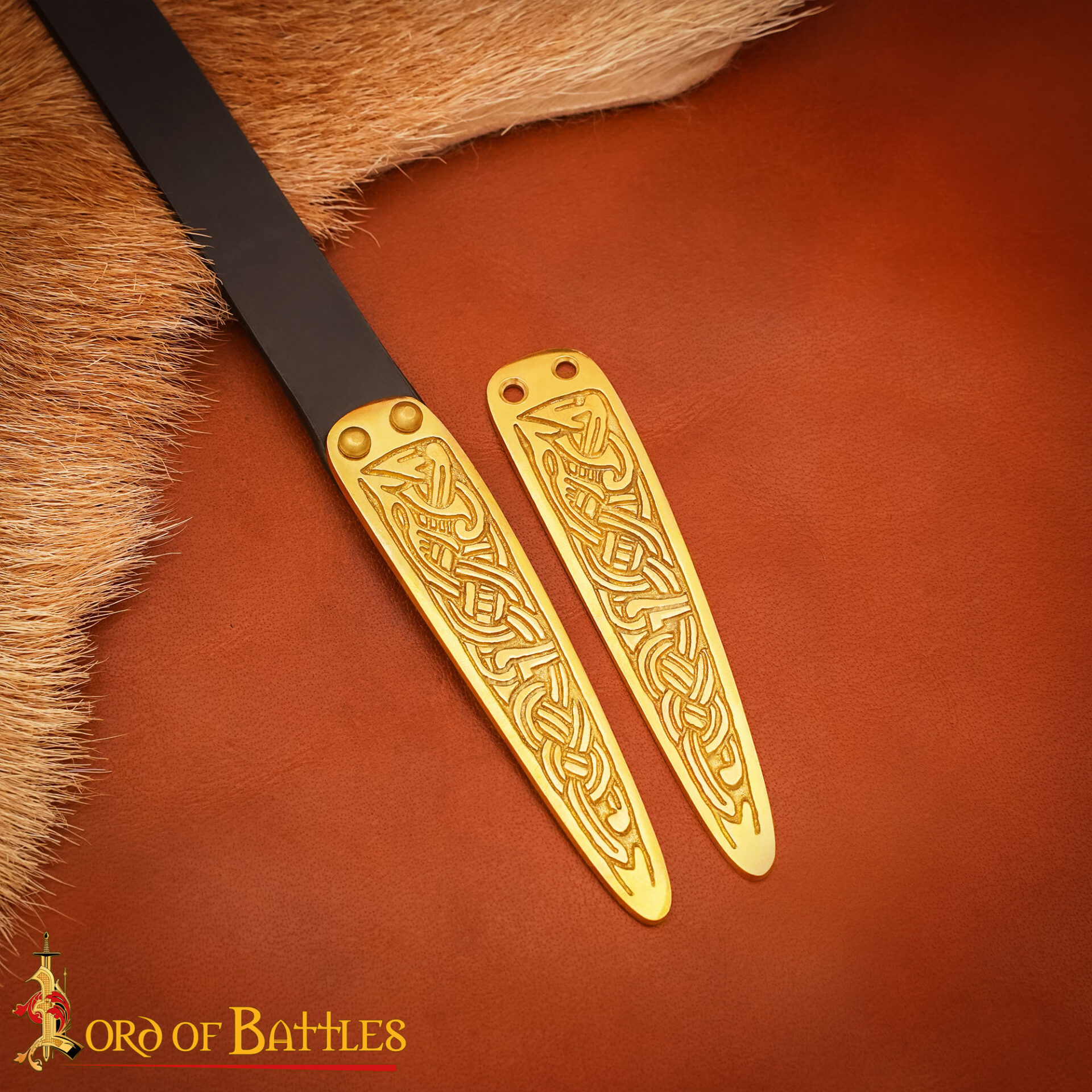 Medieval Belt-7 Celtic Knotwork Brass Belt Chape