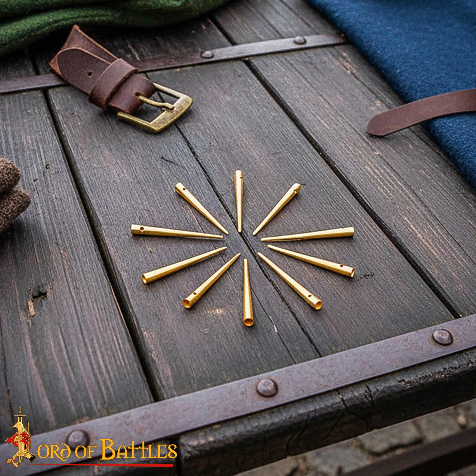 Medieval Brass Aiglets Set of 10 Handcrafted Lacing Tips - 8701S-10Pcs 5 Brass Aiglet