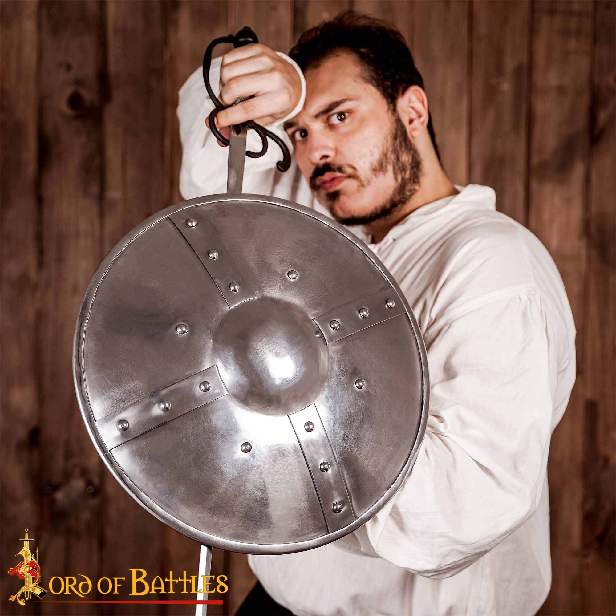 Medieval Buckler Iron Shield-2125PM14 5 Medieval Round Buckler Shield