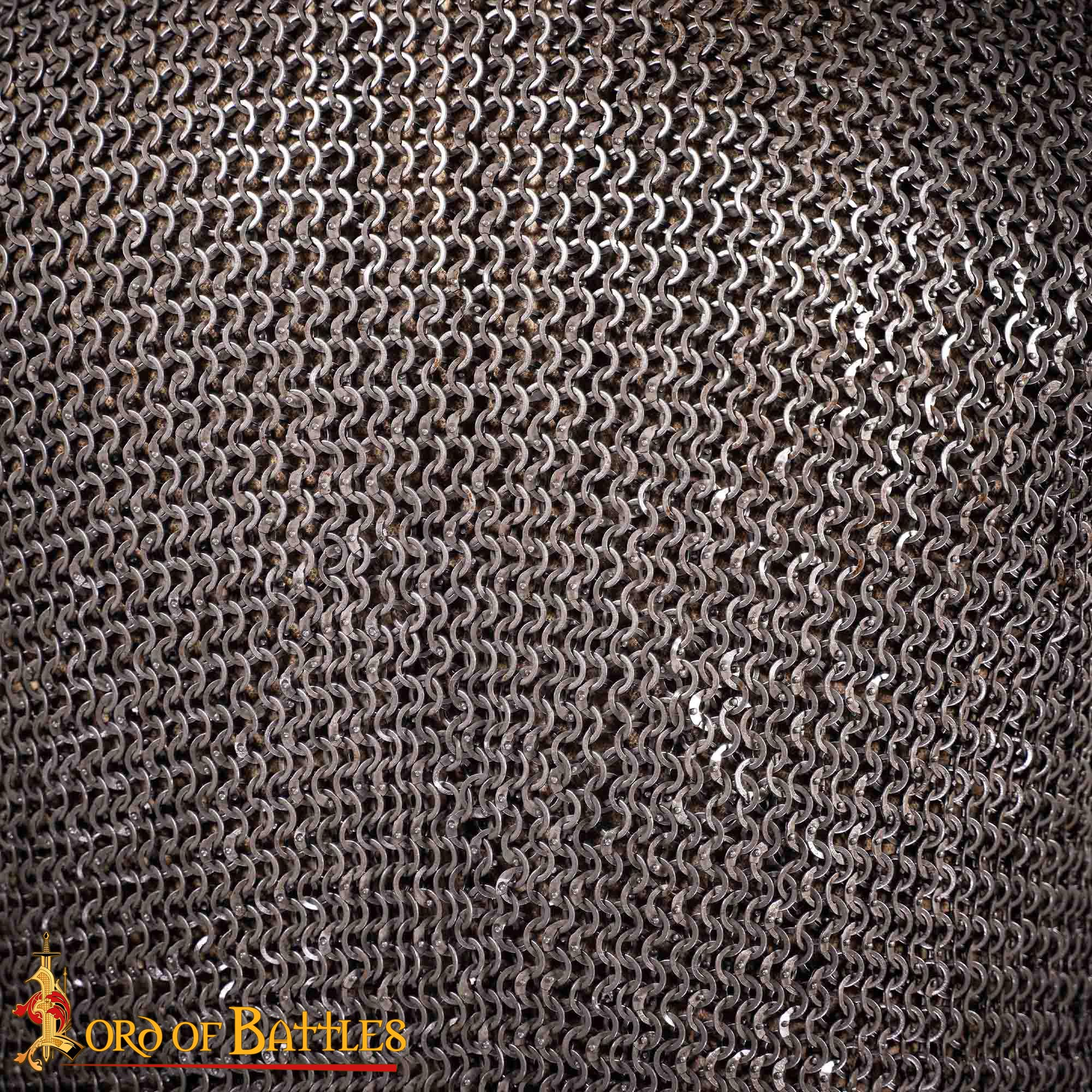 Medieval Chainmail Half Sleeves Shirt 9mm Flat Dome Riveted Rings with Alternating Flat Solid Rings 17 Gauge Mild Steel - 176N 4 Chainmail