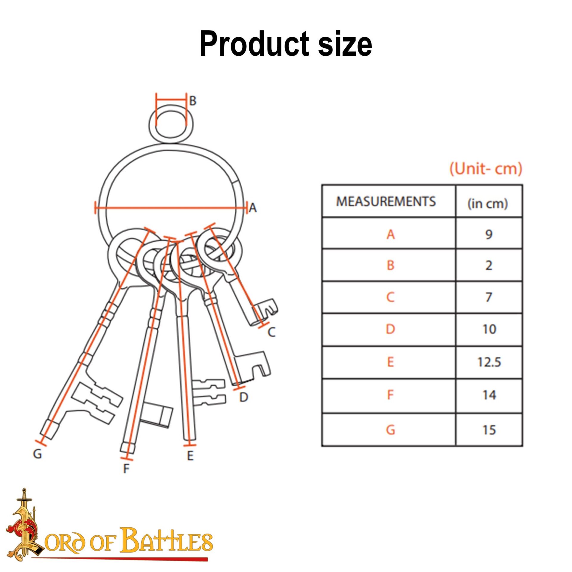 Medieval Dungeon Decorative Key Set of 5 Sturdy Cast Iron - 1390 2 Medieval Dungeon Key Set