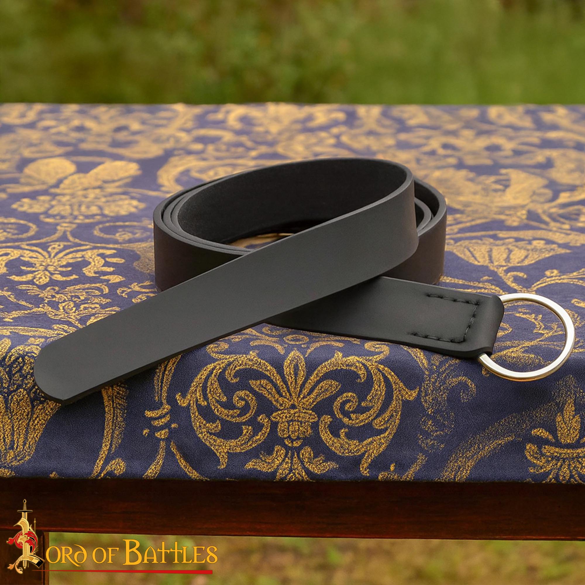 Medieval Leather Belt with Steel Ring Handcrafted Genuine Leather - 26264BK 6 Medieval Leather Belt