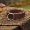 Medieval Leather Belt with Steel Ring Handcrafted Genuine Leather - 26264BR Medieval Leather Belt