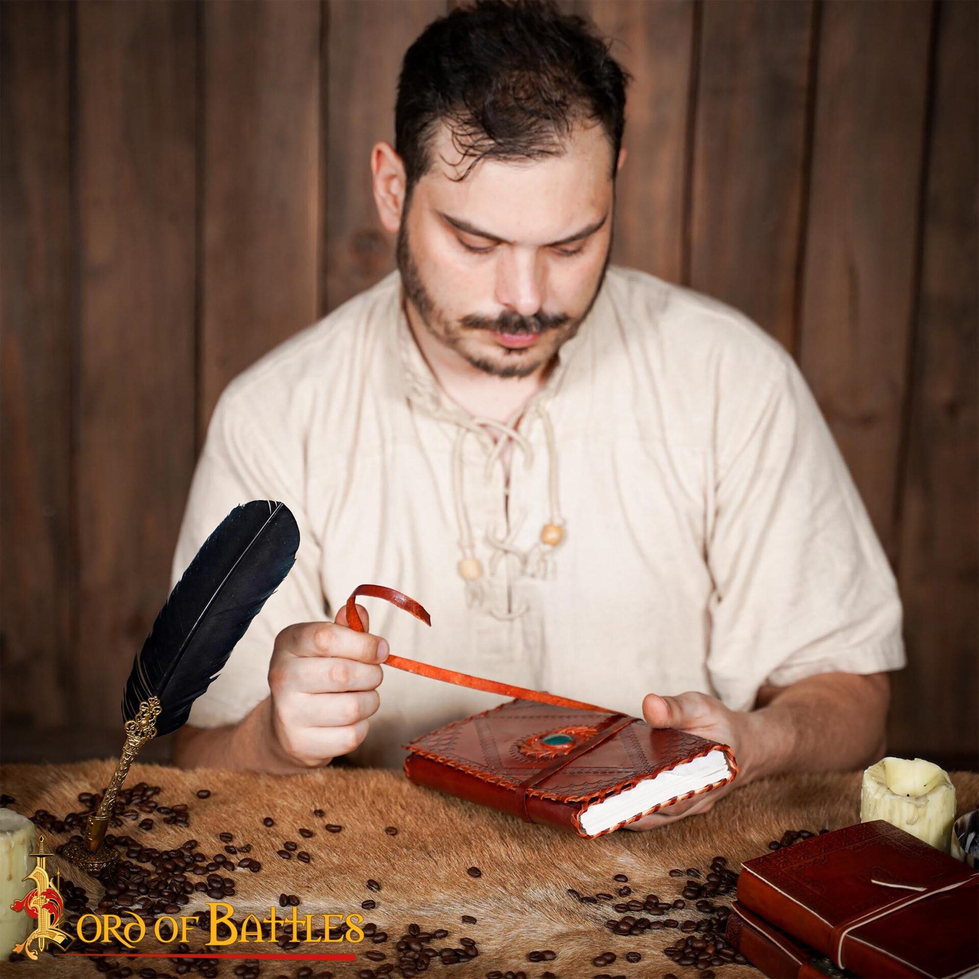 Medieval Leather Journal with Green Stone Handcrafted Vintage Diary-8604ABR 6 Leather Journal