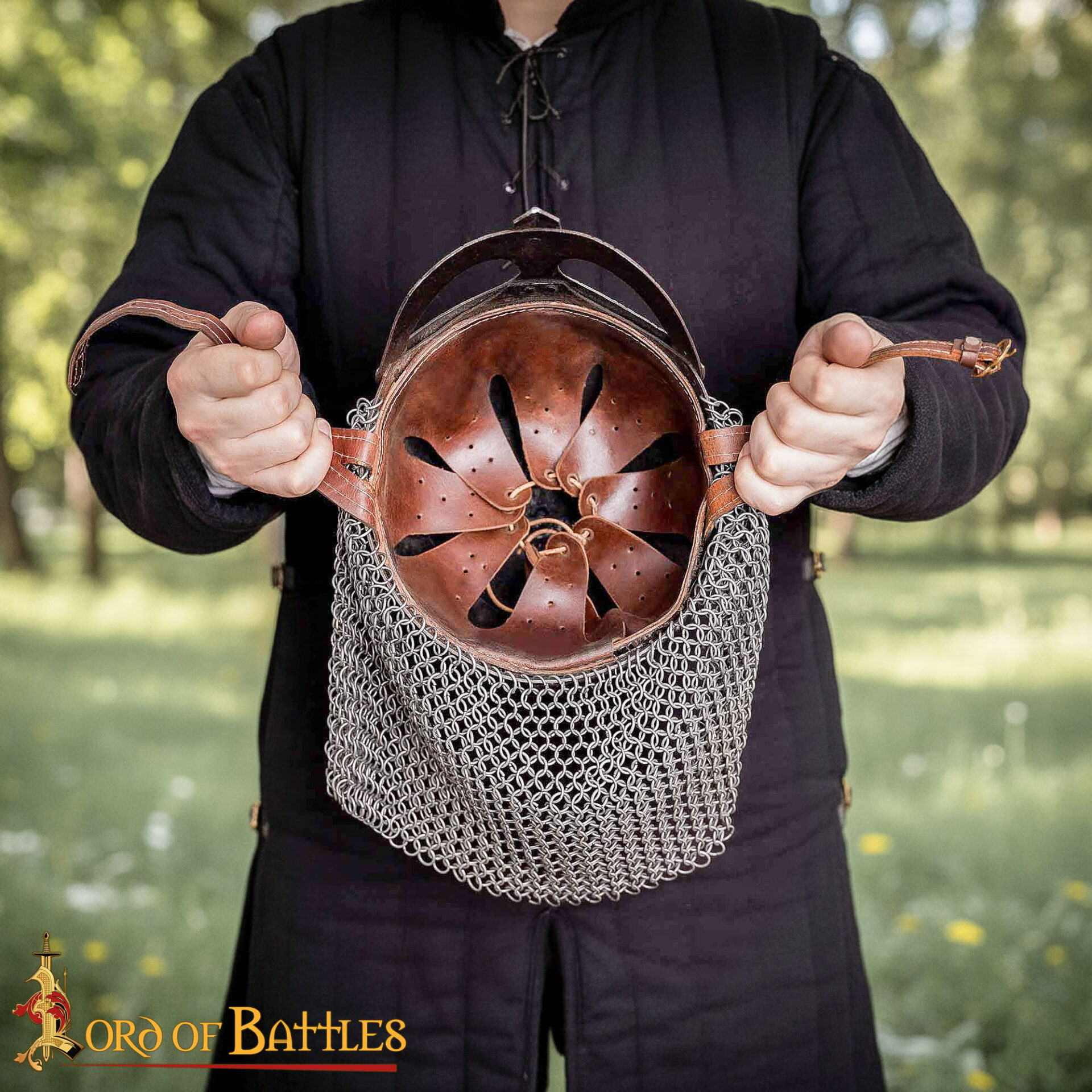 Viking Gjermundbu Antique Steel Helmet with Genuine Leather Liner and Butted Chainmail-2241A 6 viking Gjermundbu,helmet,Gjermundbu Helmet
