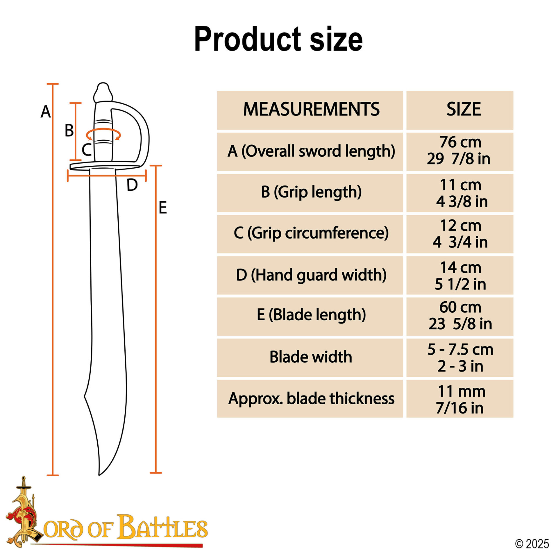 Wooden Pirate Cutlass Sword – Training Prop with Knuckle Guard Cutlass