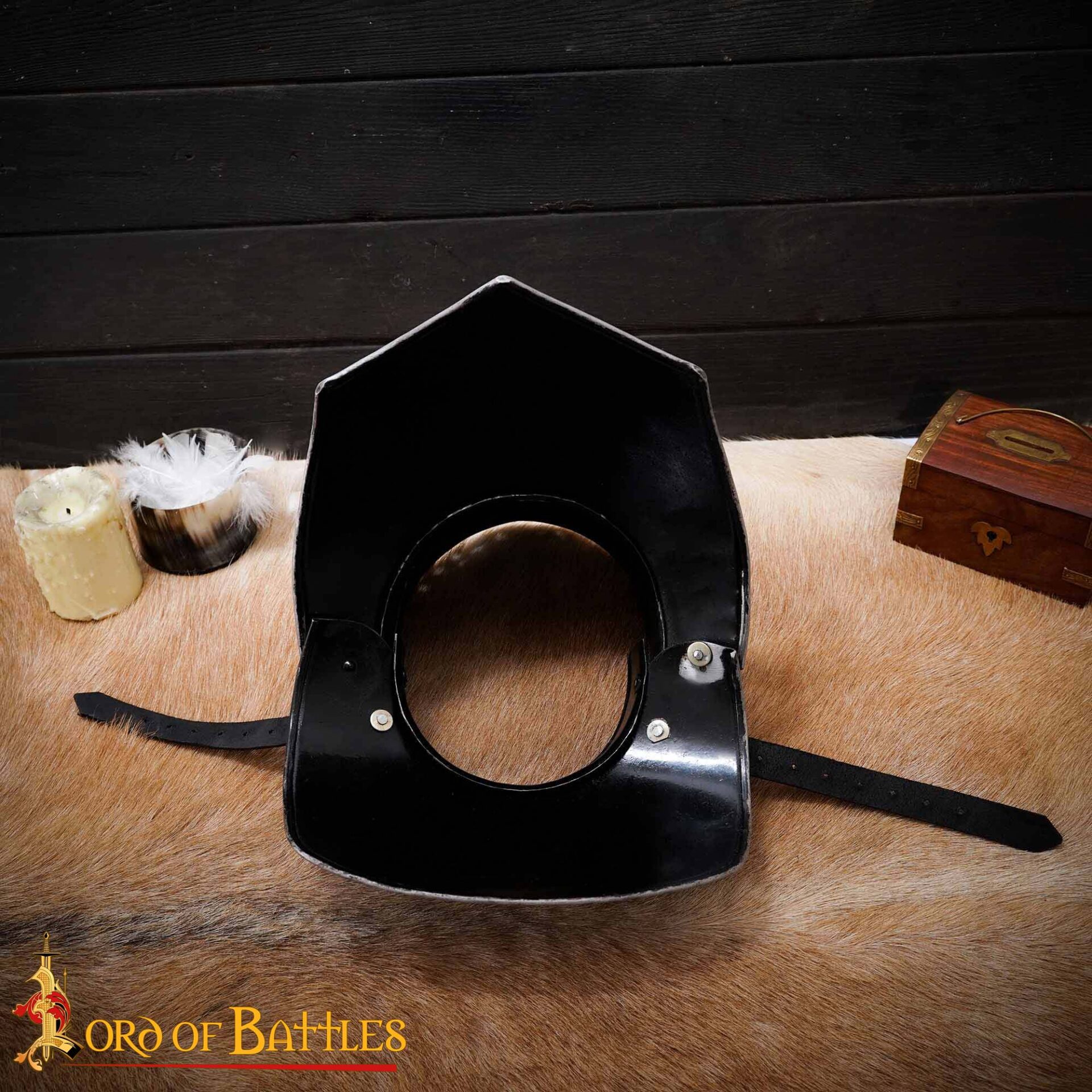 15th Century Medieval Gorget with Bevor Black Knight Gorget