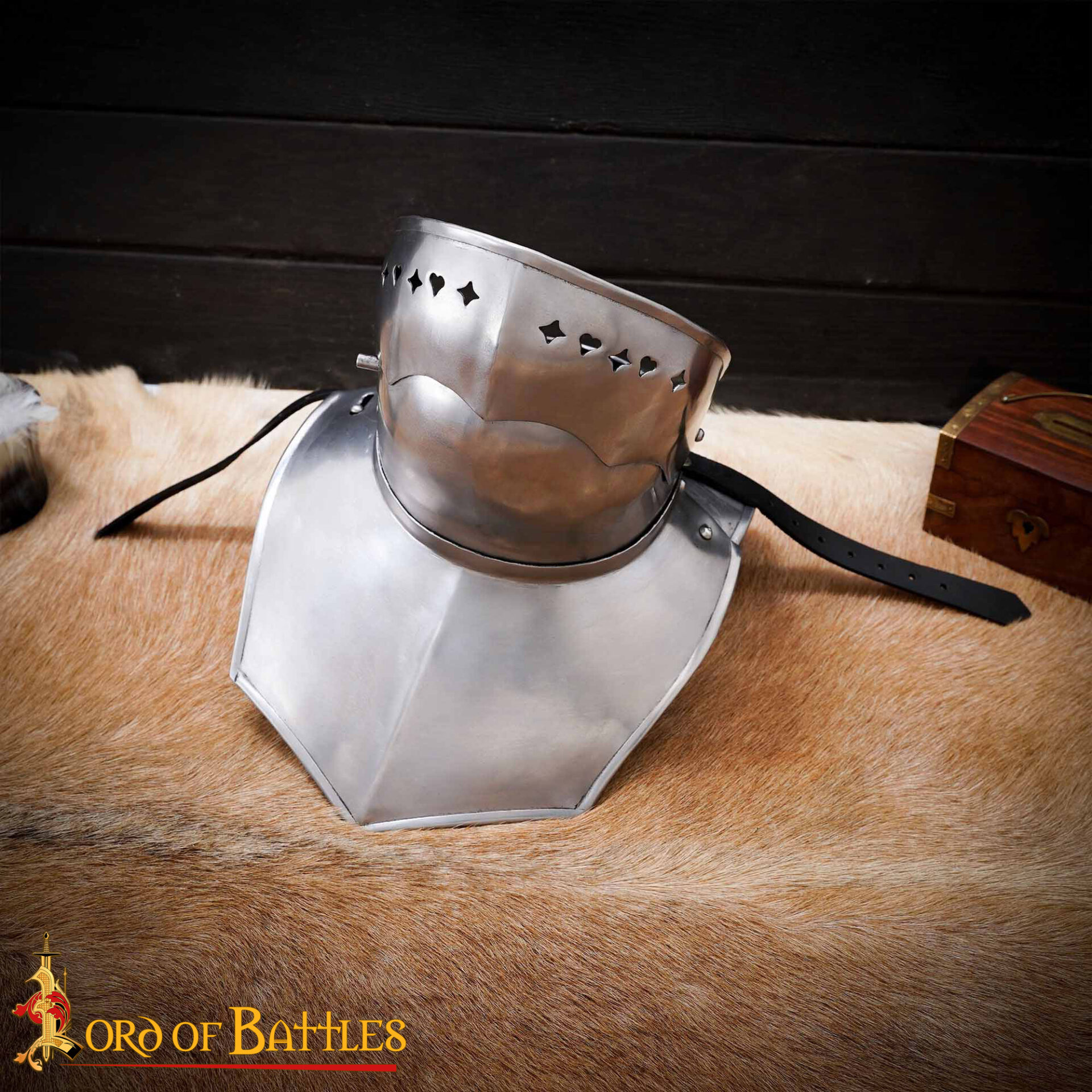15th Century Medieval Gorget with Bevor Black Knight Gorget