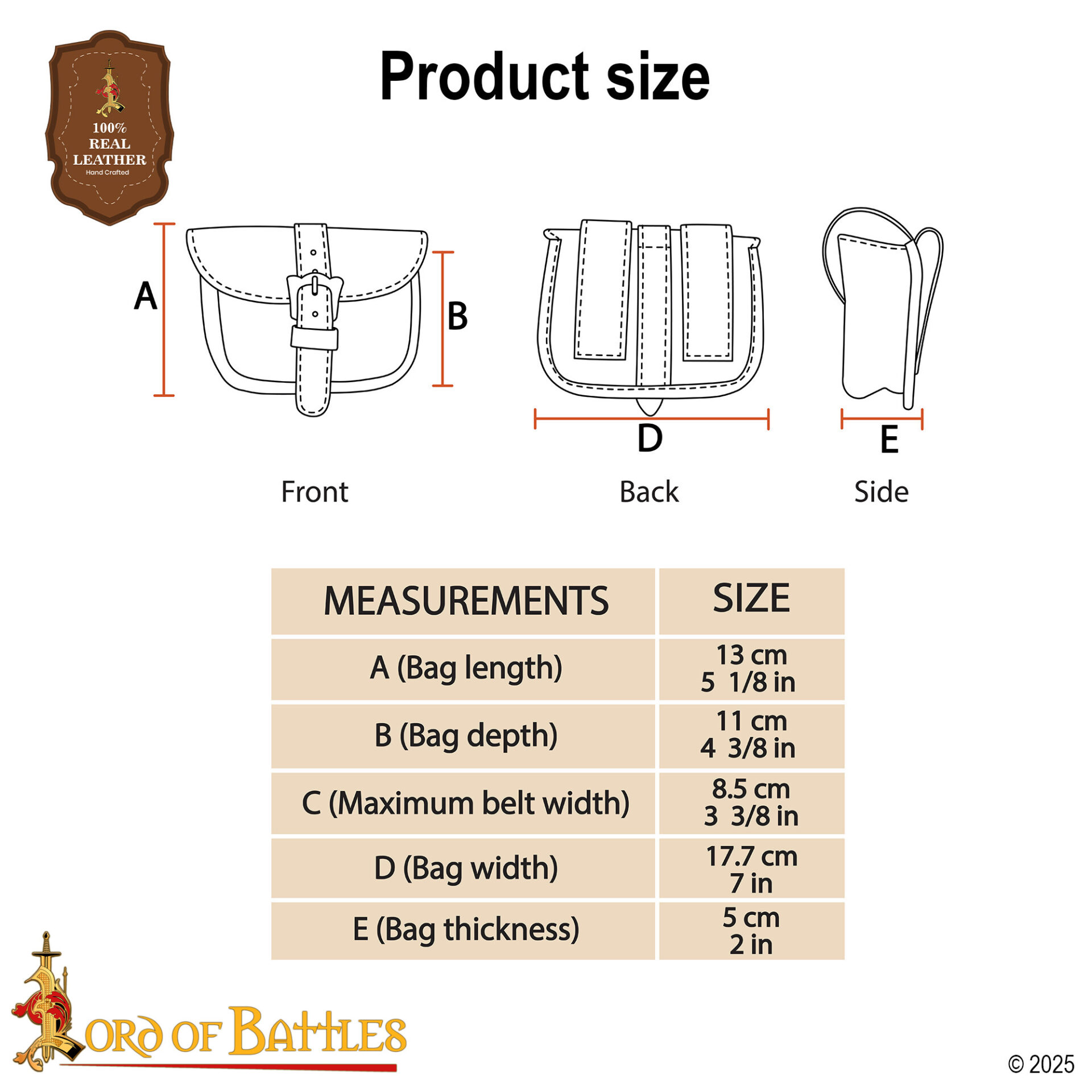 Medieval genuine leather adventurer bag-25838M 2 Handmade Leather Belt Bag