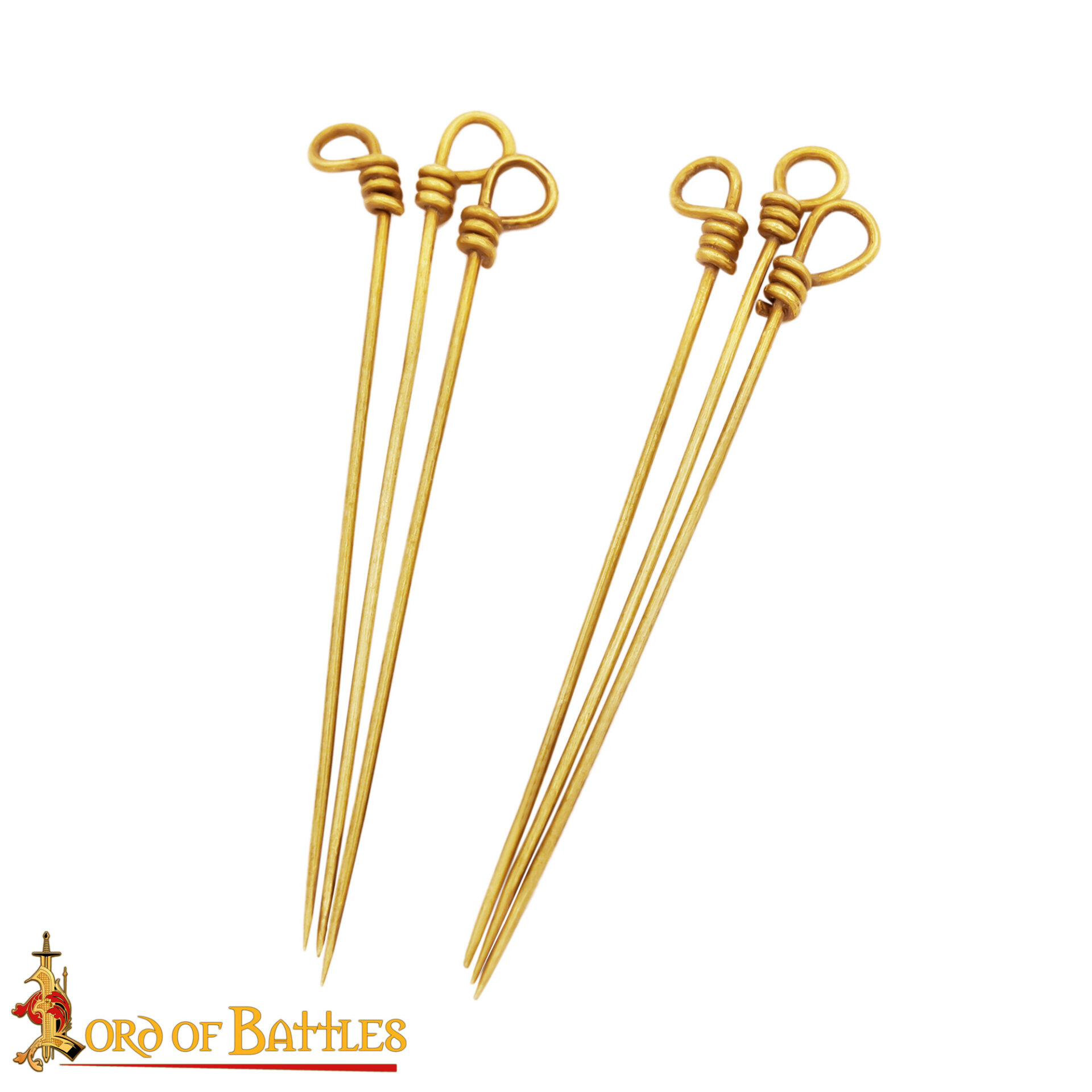 Medieval Brass Sewing Pin Set – 6 Handcrafted Pins for Historical Use Sewing Pin