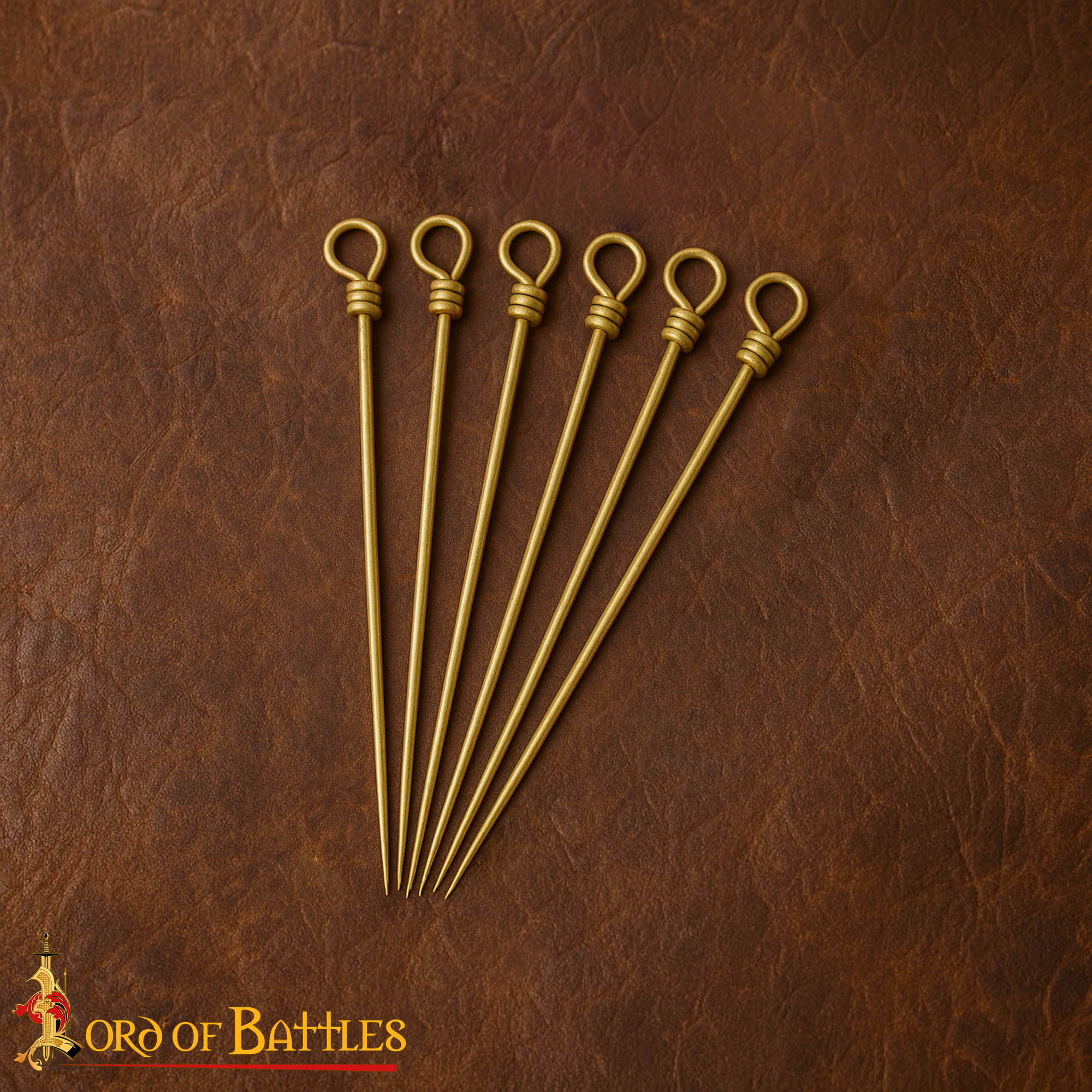Medieval Brass Sewing Pin Set – 6 Handcrafted Pins for Historical Use Sewing Pin