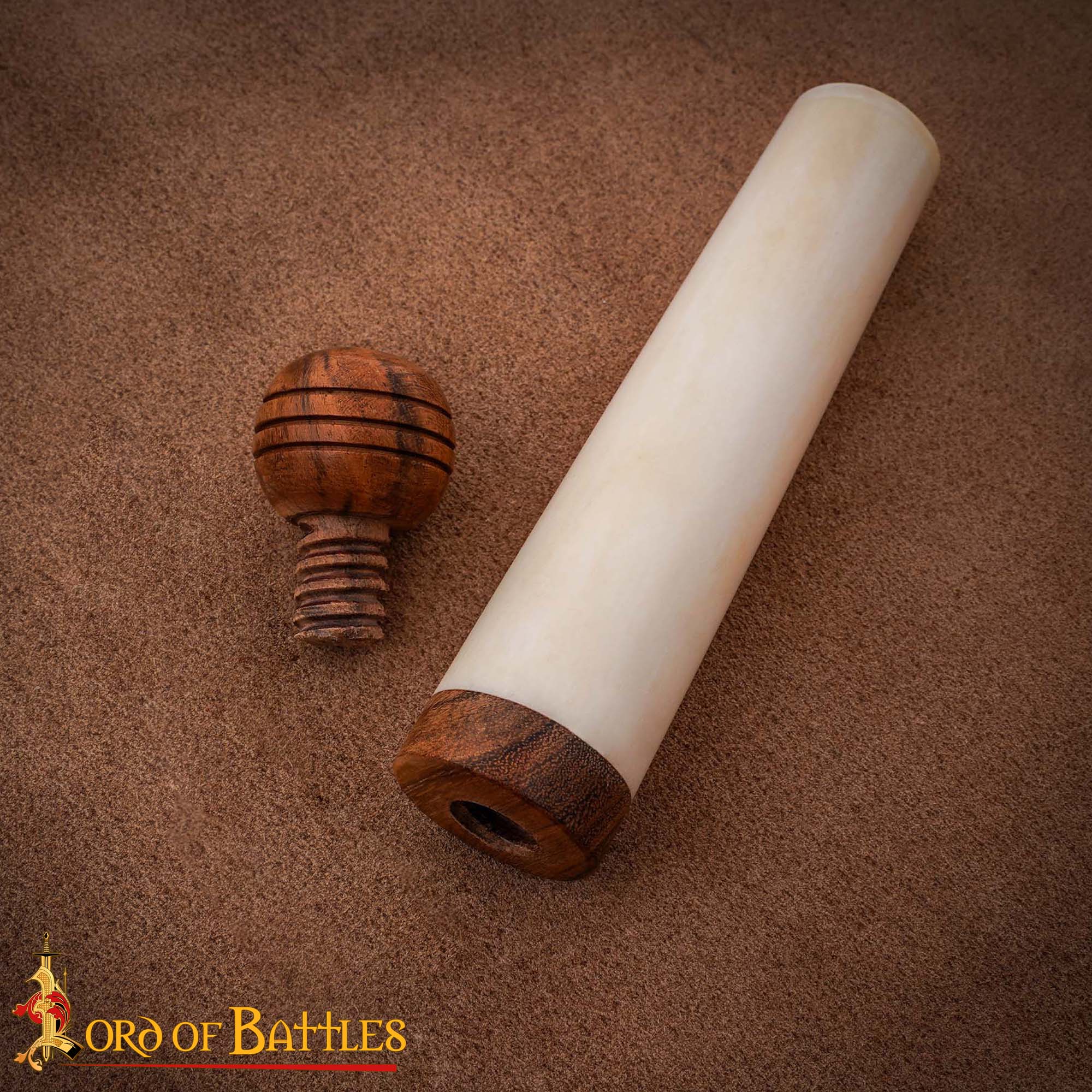 Medieval ox Bone Needle Holder with Wooden Lid– Handmade Craft Storage Tube needle holder