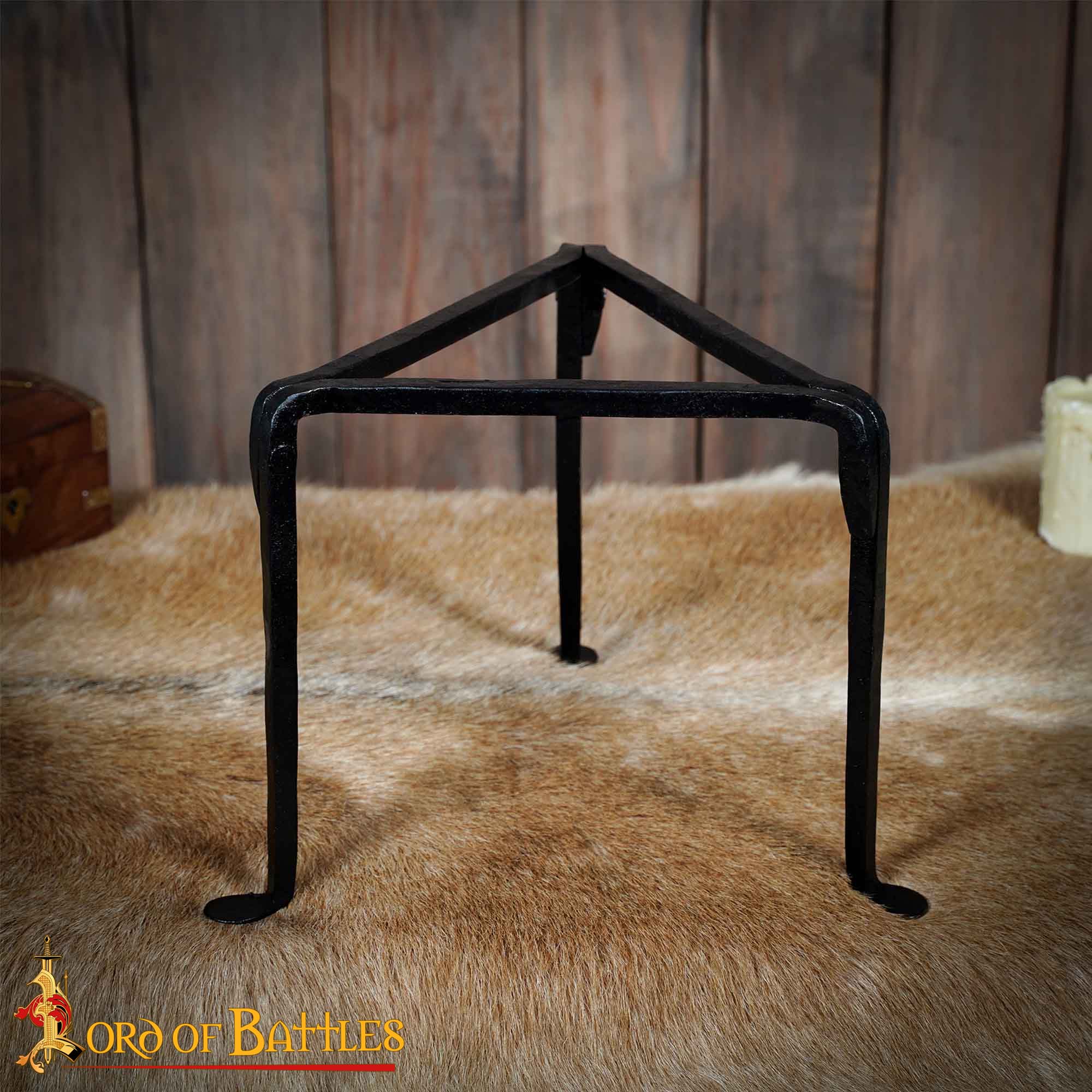 Medieval Campfire Small Tripod Stand Hand-Forged Iron Outdoor Cooking Accessory Tripod