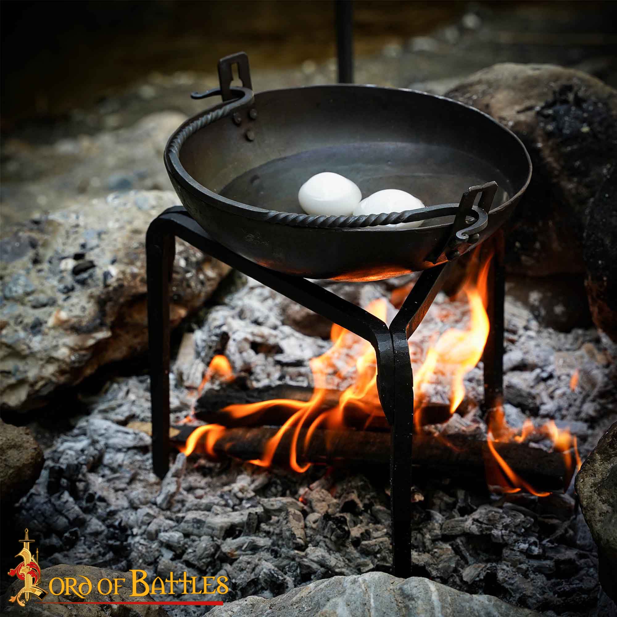 Medieval Campfire Small Tripod Stand Hand-Forged Iron Outdoor Cooking Accessory Tripod