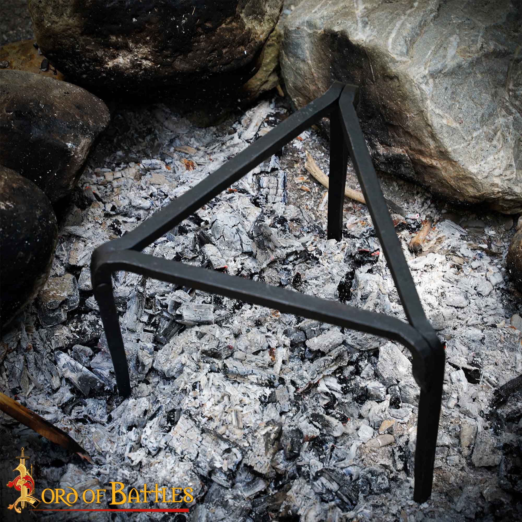Medieval Campfire Small Tripod Stand Hand-Forged Iron Outdoor Cooking Accessory Tripod