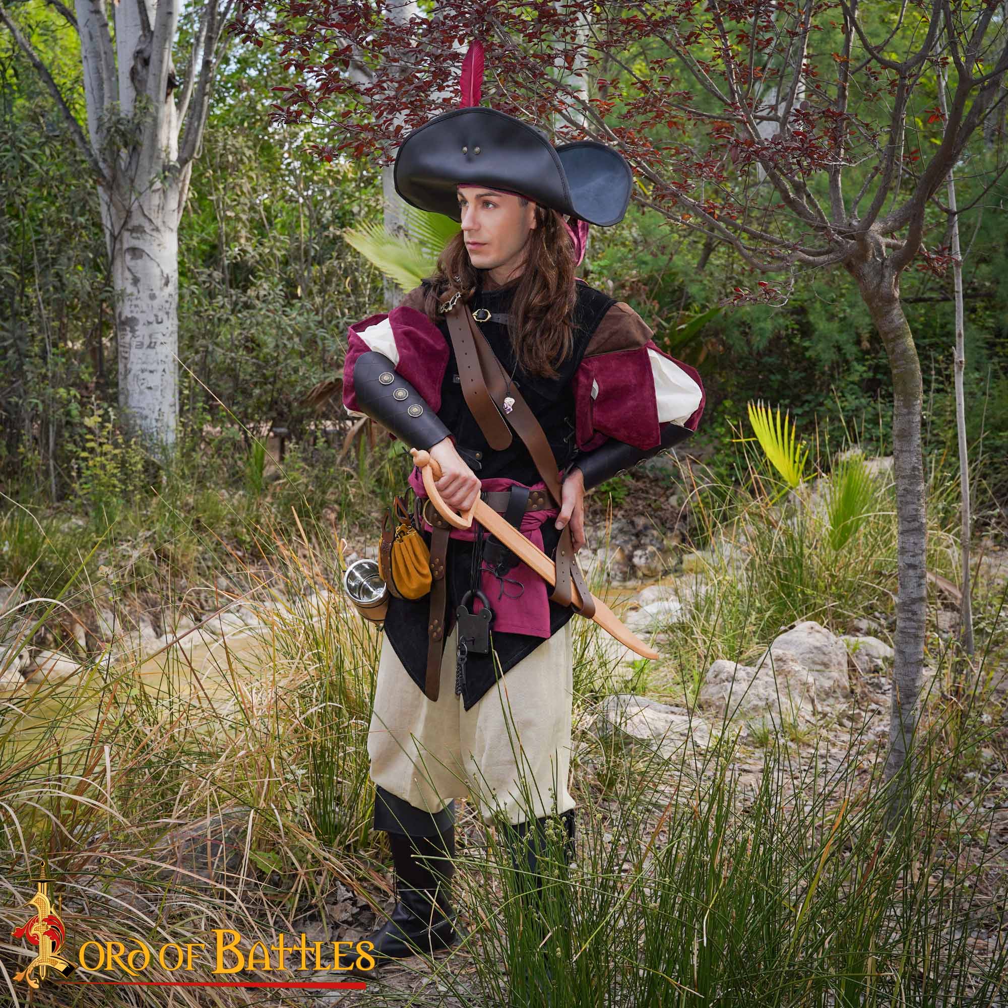 Pirate Baldric Leather Sword Belt – Handcrafted Brown Leather Shoulder Belt with Brass Buckle Pirate's Leather Baldric