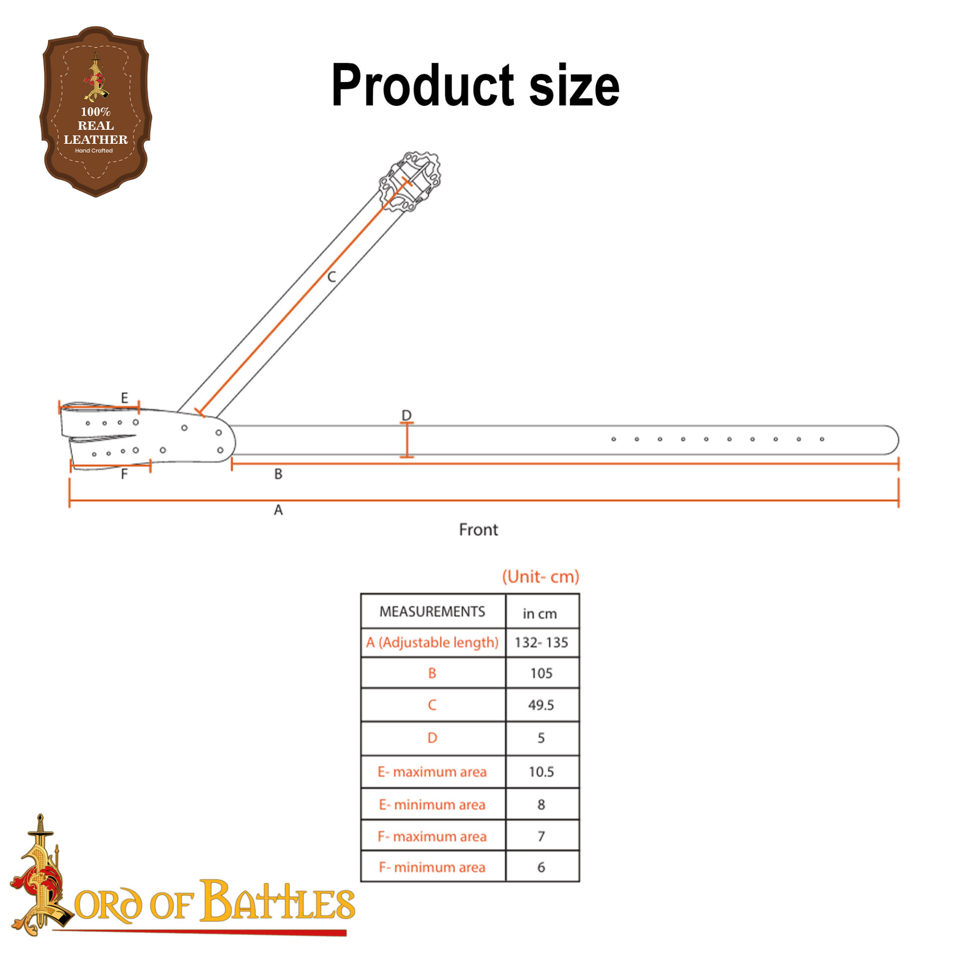 Pirate Baldric Leather Sword Belt – Handcrafted Brown Leather Shoulder Belt with Brass Buckle Pirate's Leather Baldric