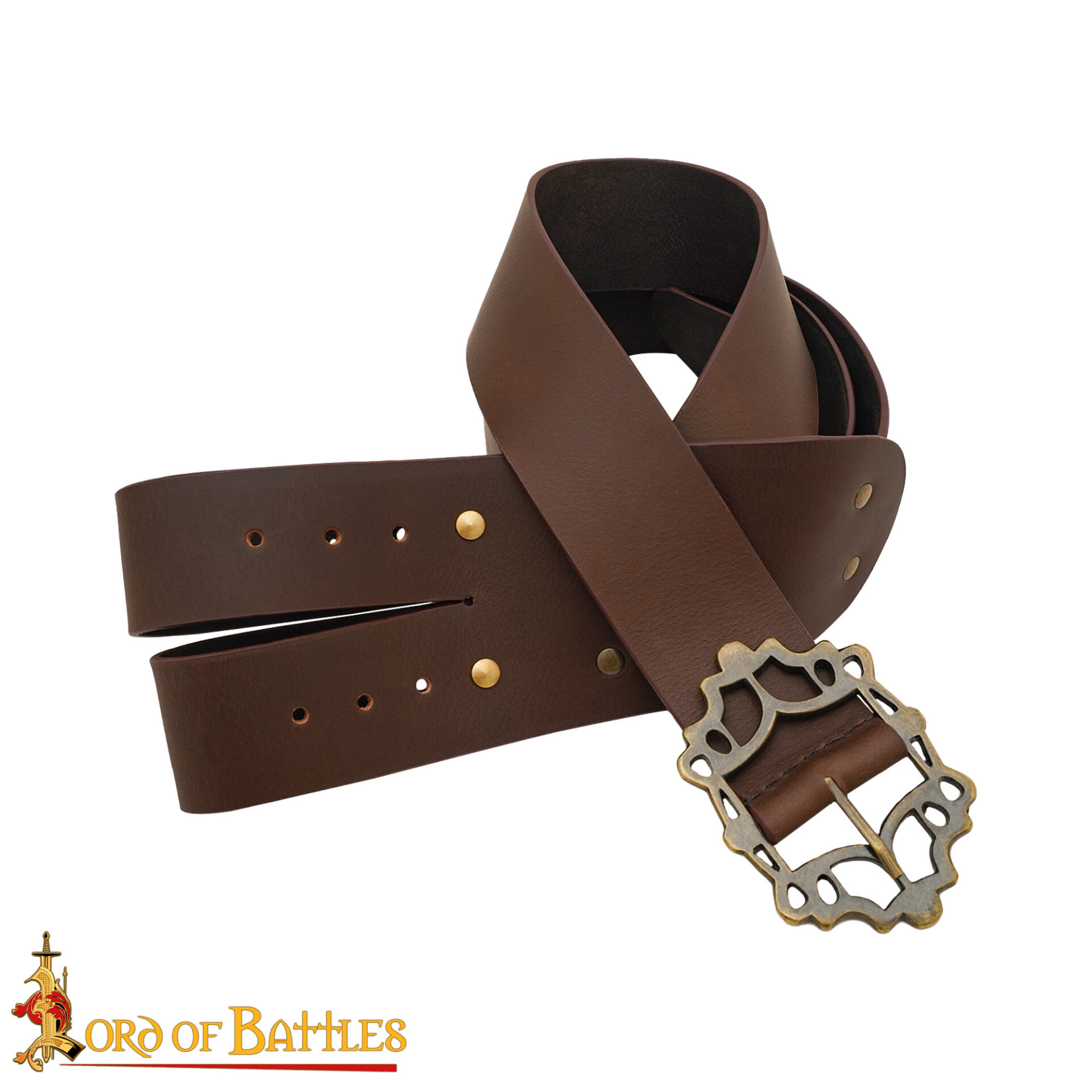 Pirate Baldric Leather Sword Belt – Handcrafted Brown Leather Shoulder Belt with Brass Buckle Pirate's Leather Baldric