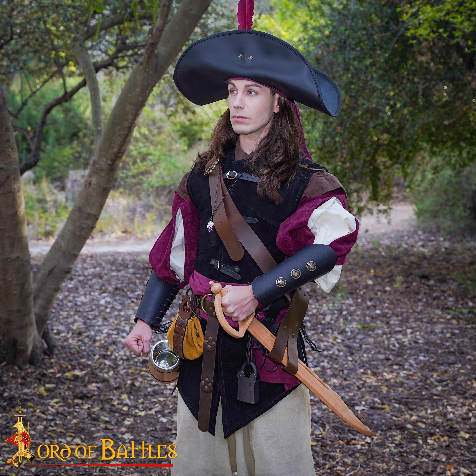 Pirate Baldric Leather Sword Belt – Handcrafted Brown Leather Shoulder Belt with Brass Buckle Pirate's Leather Baldric