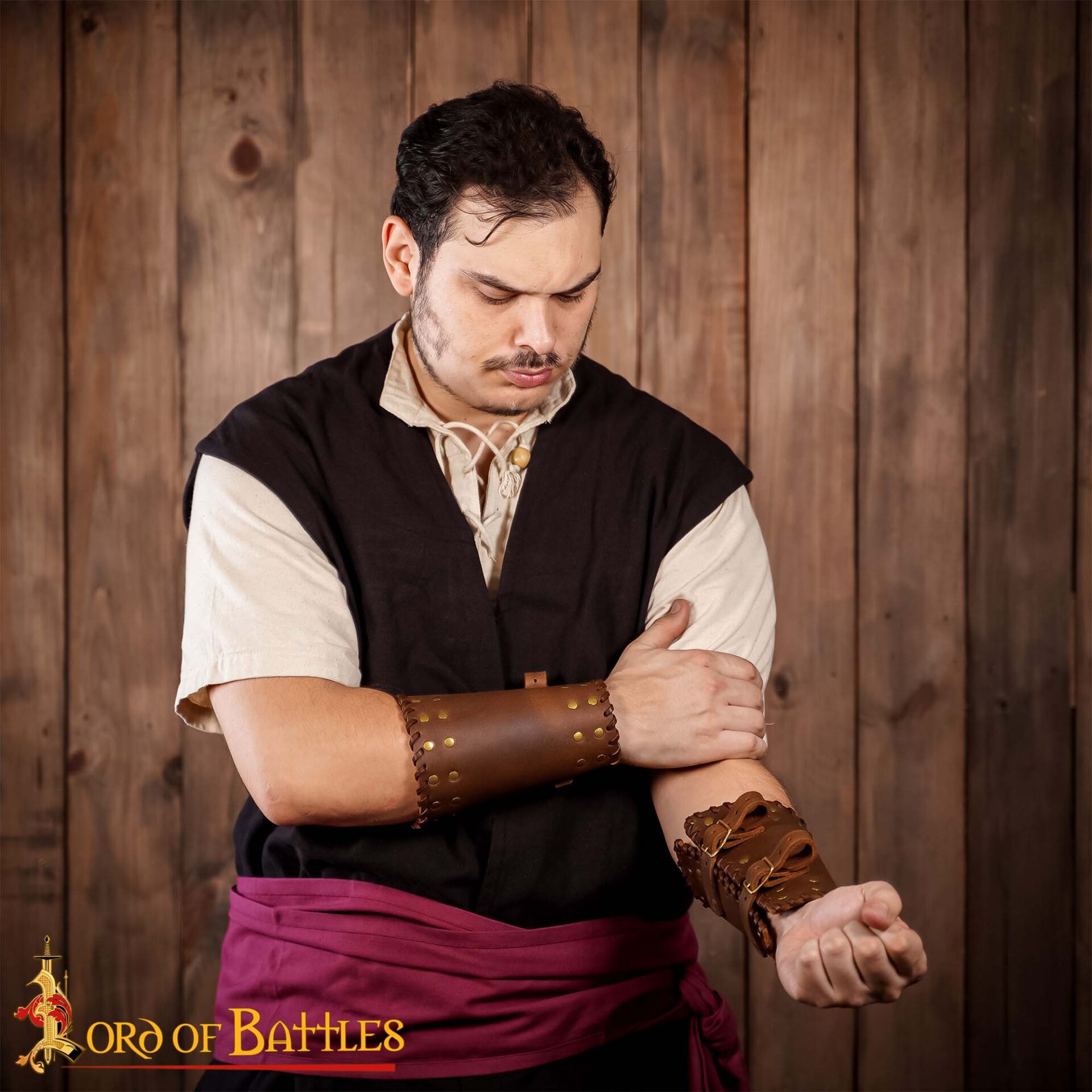 Medieval Studded Authentic Handcrafted Leather Bracers