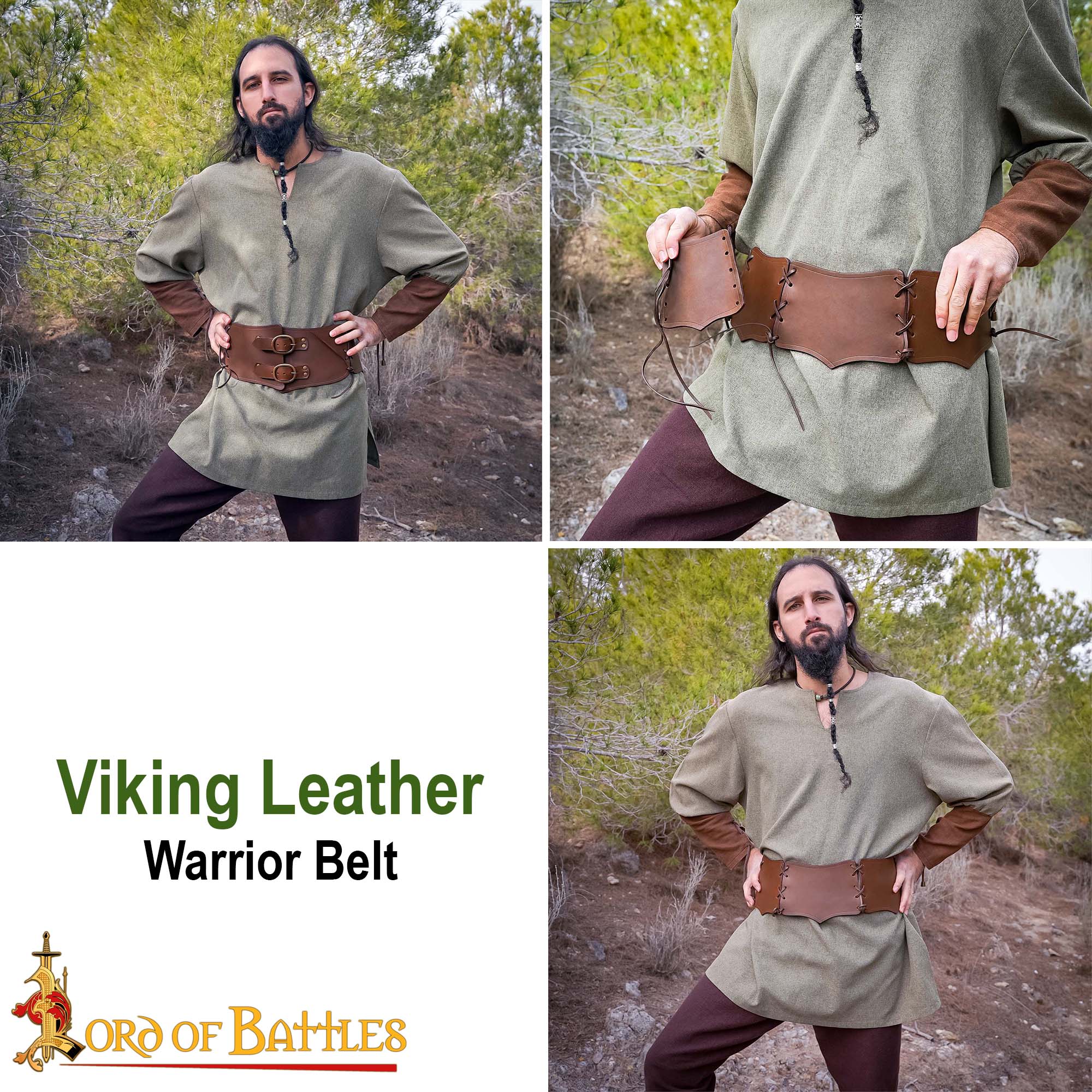 25841CBR pattern 2 Viking Warrior Leather Belt