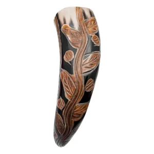 Engraved Floral Norse Drinking Horn