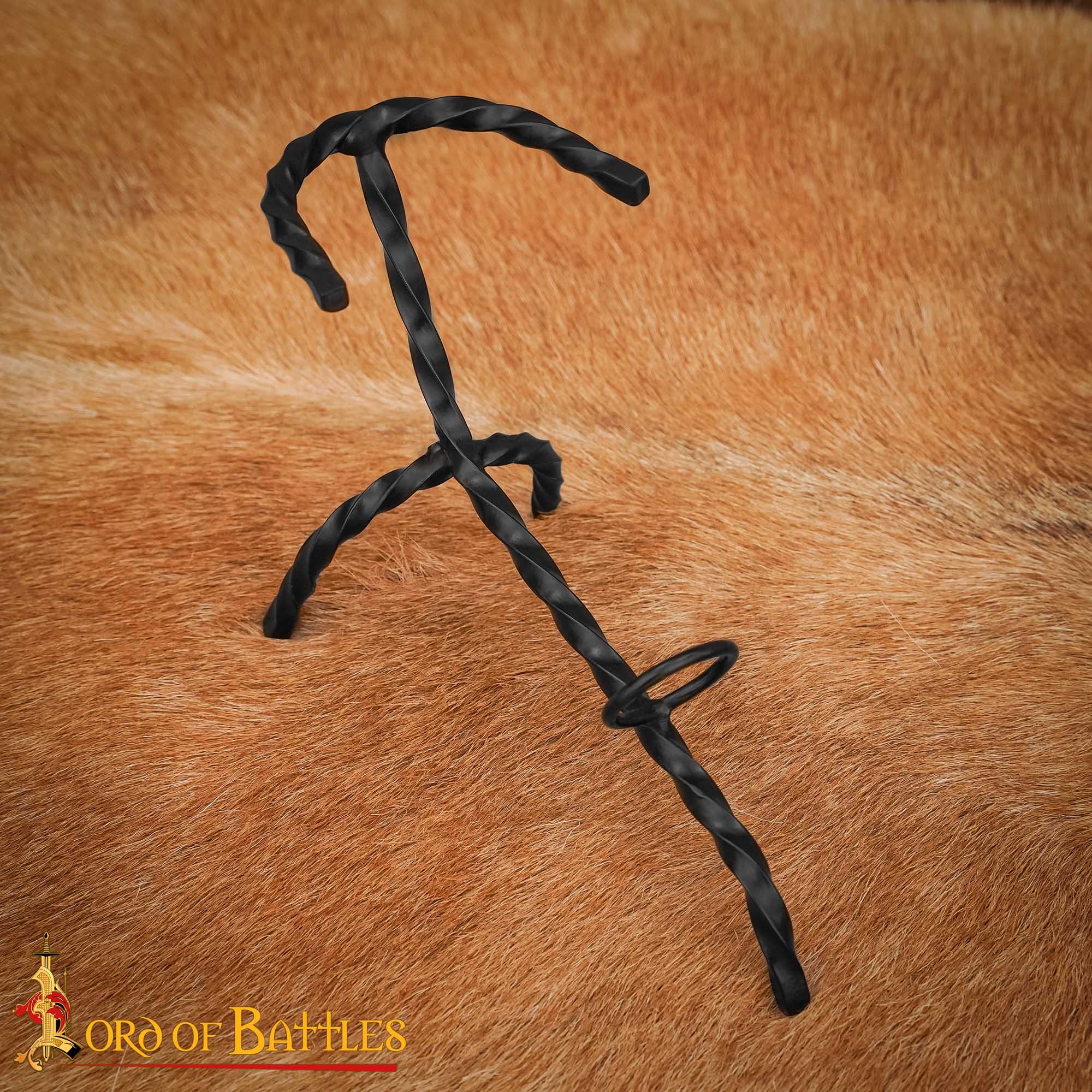 4291_6 Medieval Horn Stand Hand Forged Iron Stand for Drinking Horns
