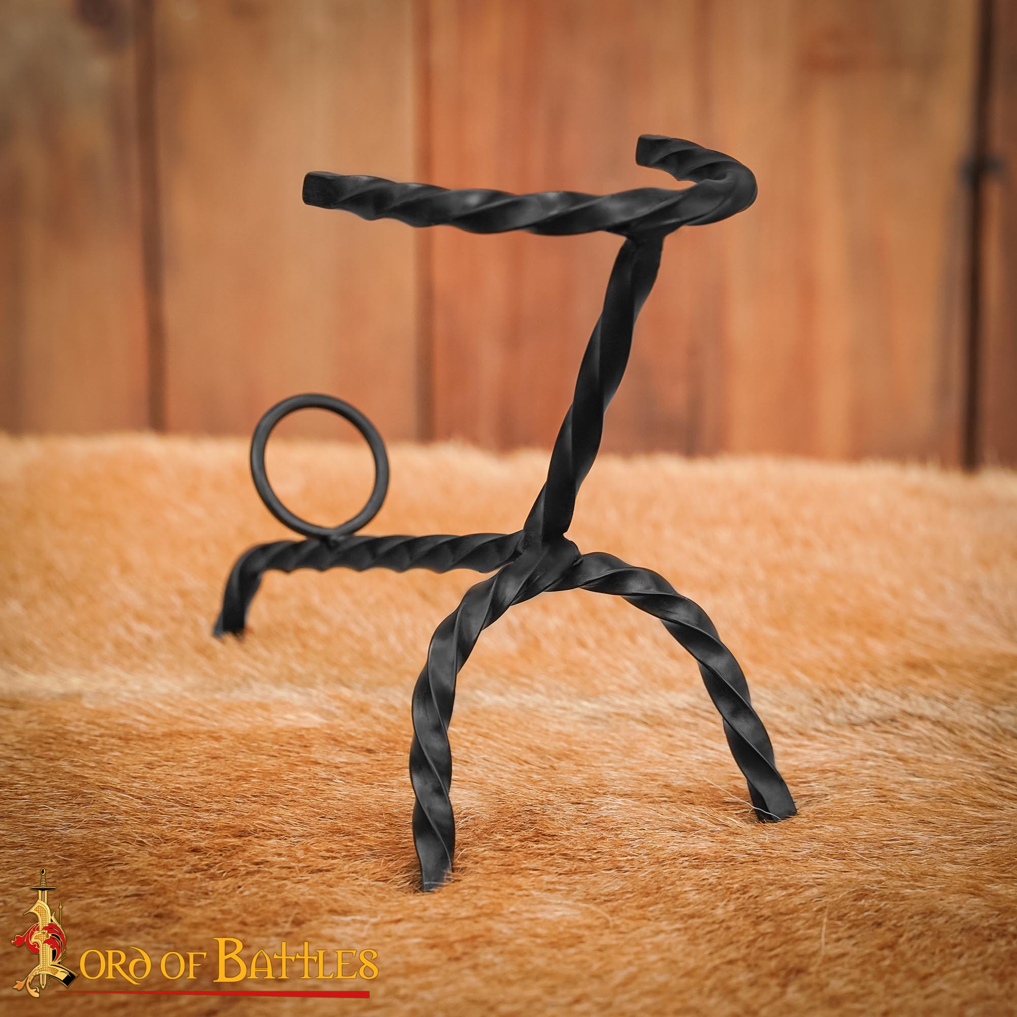 4291_7 Medieval Horn Stand Hand Forged Iron Stand for Drinking Horns