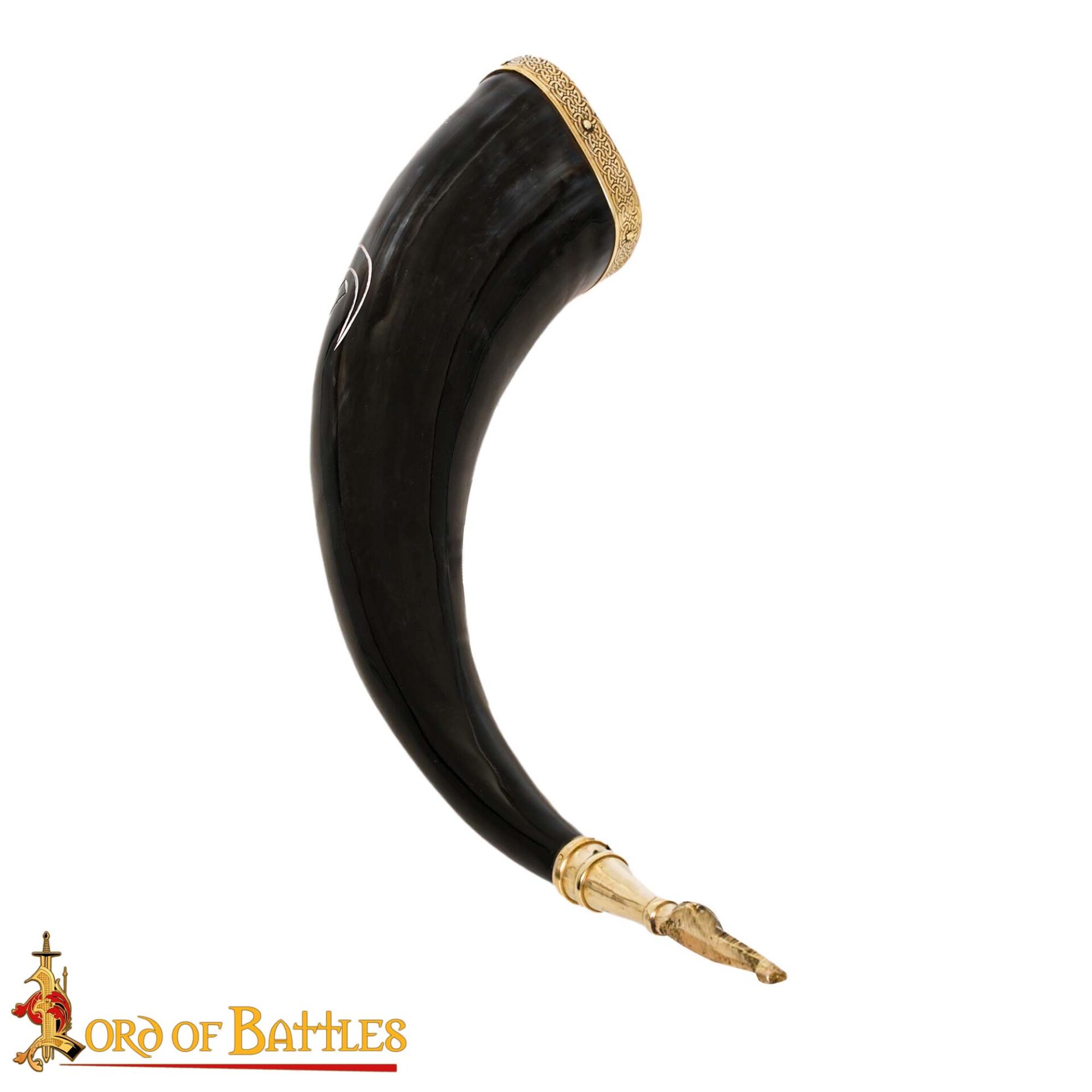 60611_2 Triple Horns of Odin 300 – 400 ML Drinking Horn With Brass Fittings Real Ox Horn