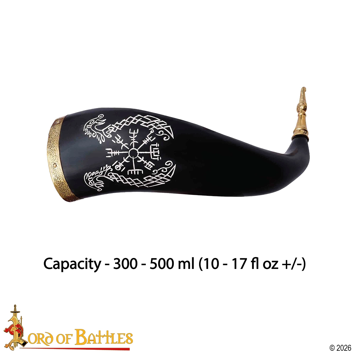 Vegvísir & Jörmungandr Viking Drinking Horn - Image 3