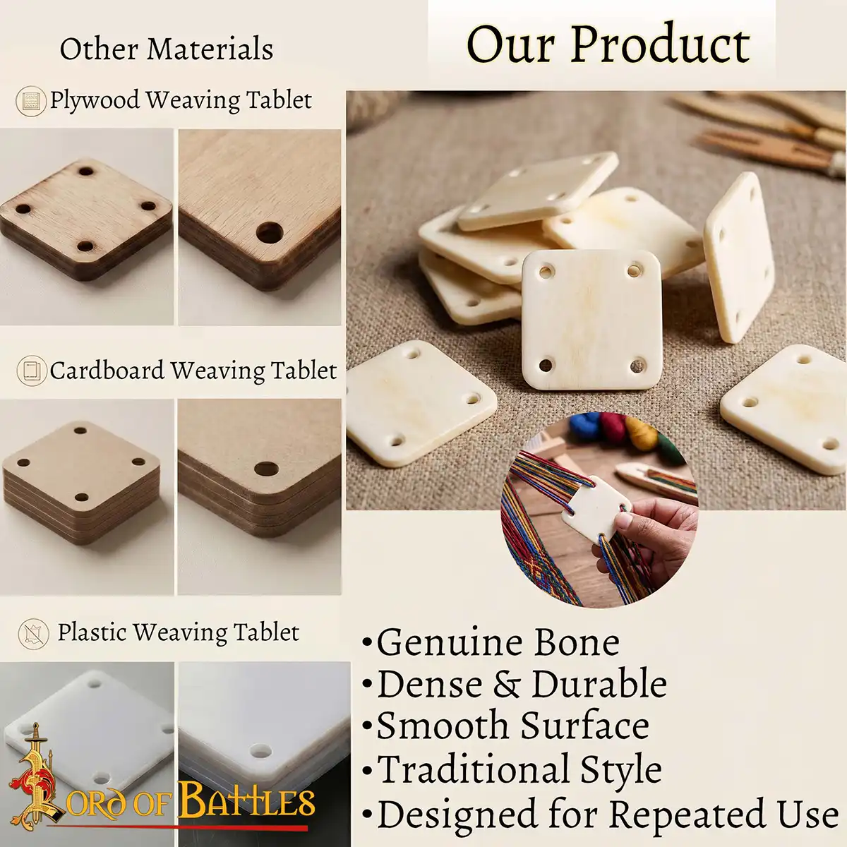 Bone Tablet Weaving Cards - Viking Craft Tablets - Image 6