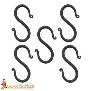 Hand Forged Iron S-Hooks Rustic Camping & Medieval Kitchen Hanging Accessory (Set of 5)