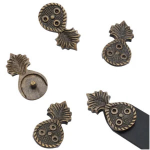 Antique Brass Belt Mounts Conchos – Adornments for Belts (Set of 5)