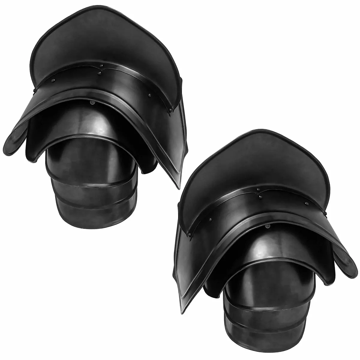 9202BK-Featured Fantasy Black Pauldrons with Blade Breakers 18 gauge
