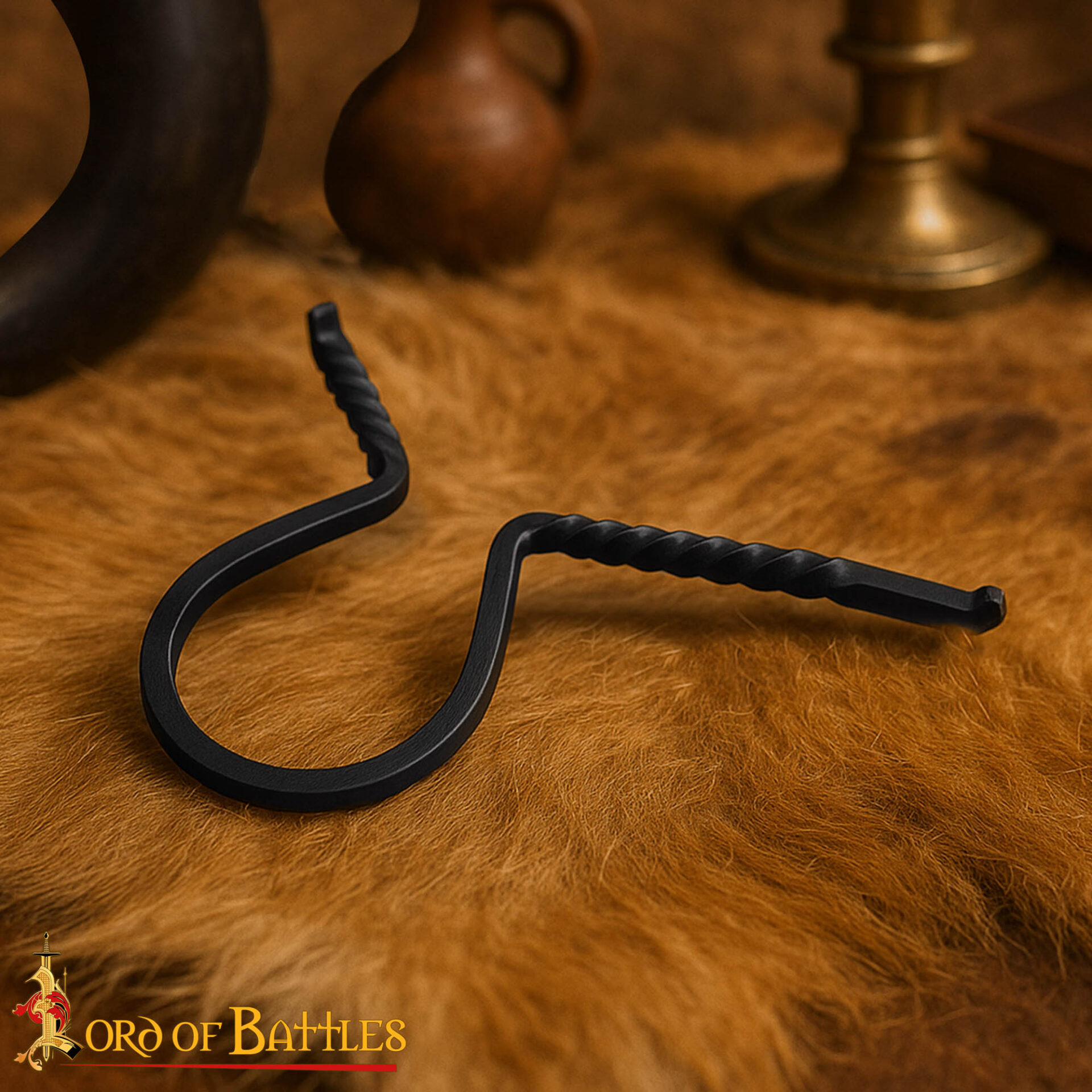 Hand-Forged Medieval Drinking Horn Stand – Twisted Iron Display Holder drinking horn stand