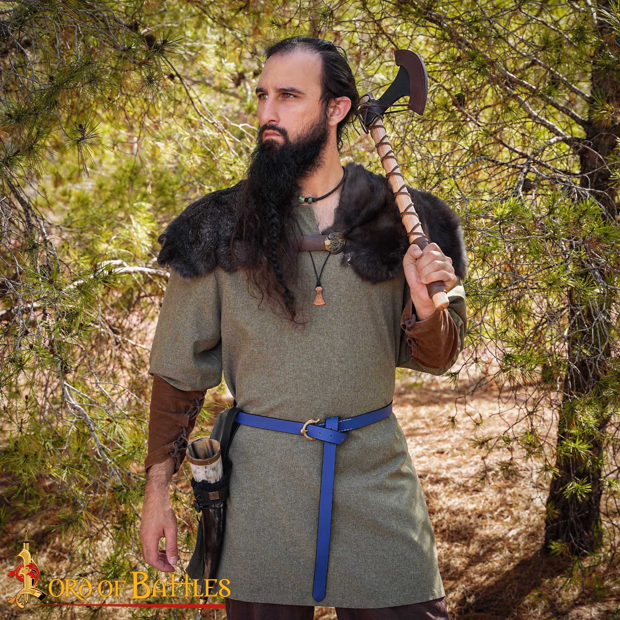 9th Century Viking Hand Axe Forged Iron Head with Ash Wood Handle and Leather Sheath-60569-ASH 6 Hand Forged Viking Axe