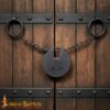 Ancient Dungeon Hand Forged Iron Padlock with Functional Paired Keys - 1359BK 1