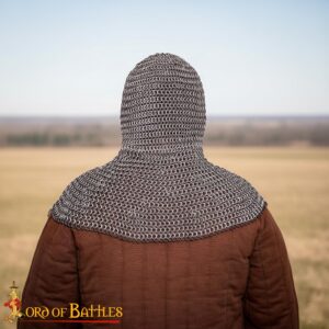 Chainmail Medieval Coif 10mm Butted Round Aluminium & Black Rubber Rings-348BK 5 Coif