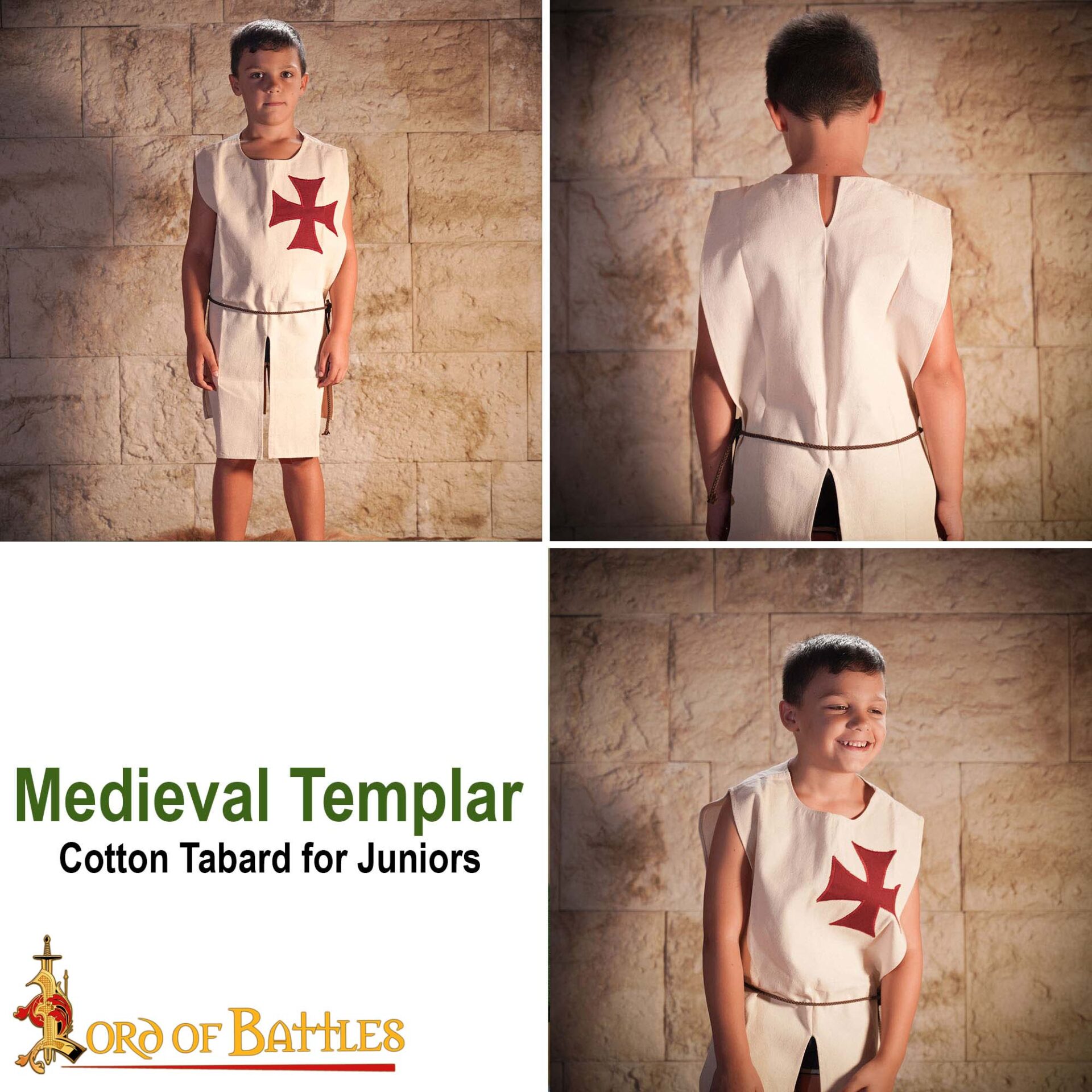 Medieval Kids Tabard-25367 6 Medieval Templar Cotton Surcoat Tabard for Juniors