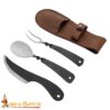Rustic Viking Cutlery Set Hand-Forged Stainless Steel with Leather Pouch Medieval Dining Utensil Set-25207CBR 3 Cutlery Set