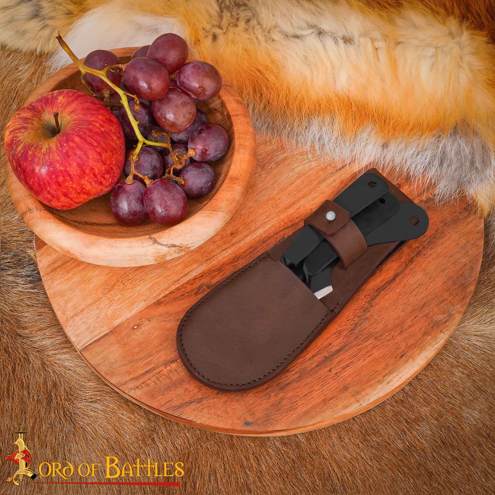 Rustic Viking Cutlery Set Hand-Forged Stainless Steel with Leather Pouch Medieval Dining Utensil Set-25207CBR 6 Cutlery Set