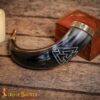 Viking rinking Horn valknut engraving wth brass tip and rim-60544 1 Viking Drinking Horn